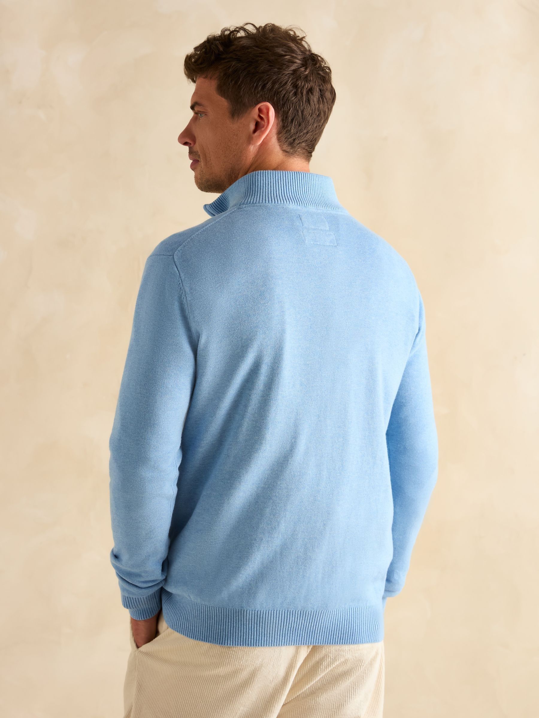 Hillside Light Blue Quarter Zip Knitted Jumper - Image 1 of 6
