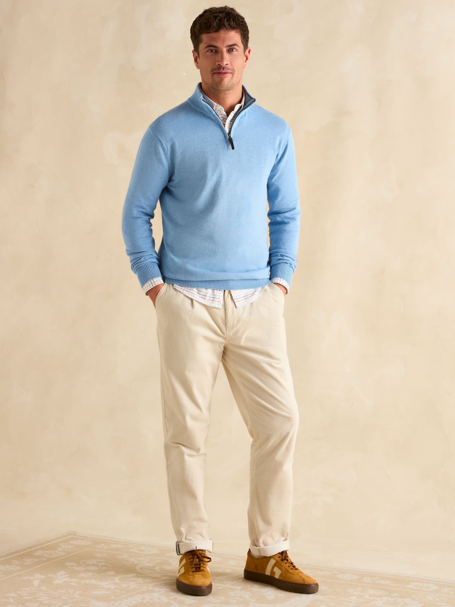 Hillside Light Blue Quarter Zip Knitted Jumper - Image 2 of 6