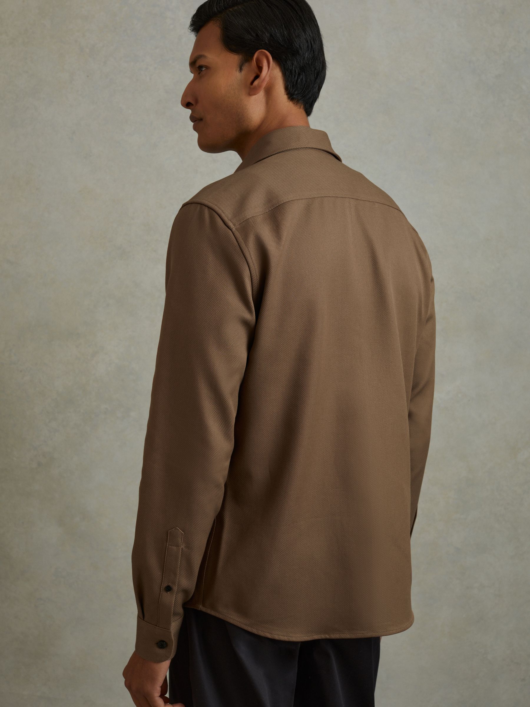 Cotton Canvas Overshirt in Tobacco Brown - Image 3 of 5