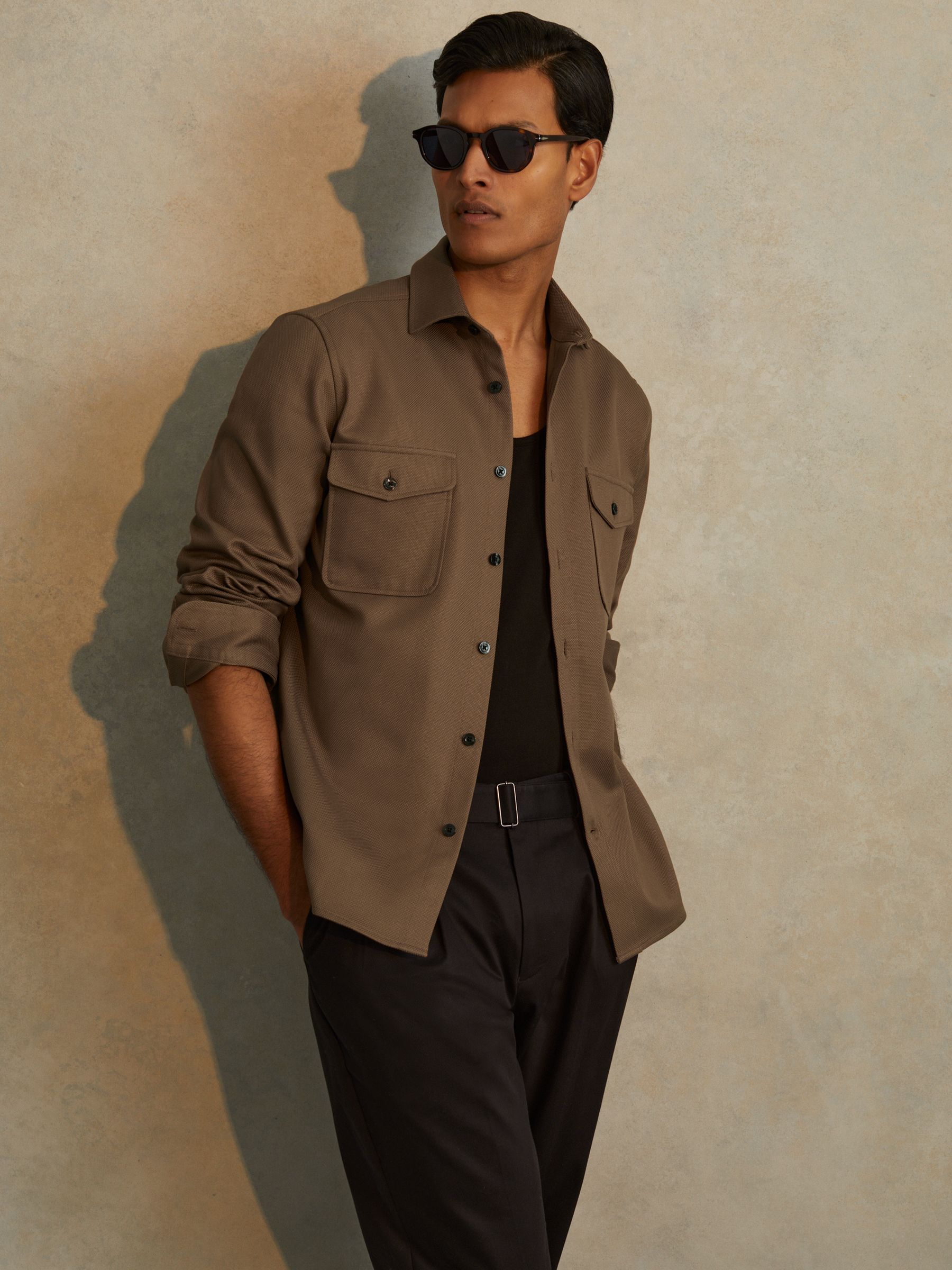 Cotton Canvas Overshirt in Tobacco Brown - Image 4 of 5
