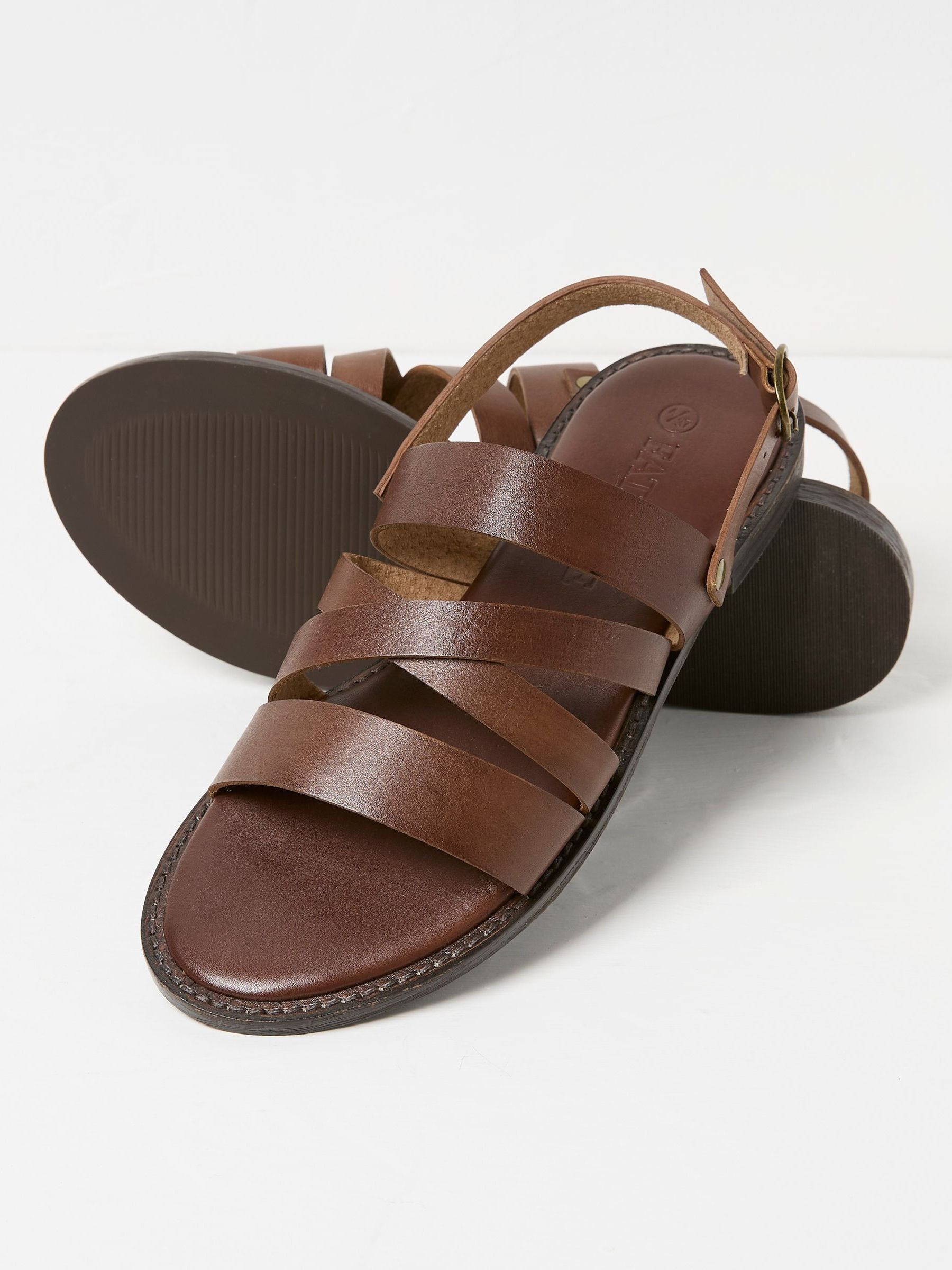 Hallie Brown Leather Strap Sandals - Image 2 of 3