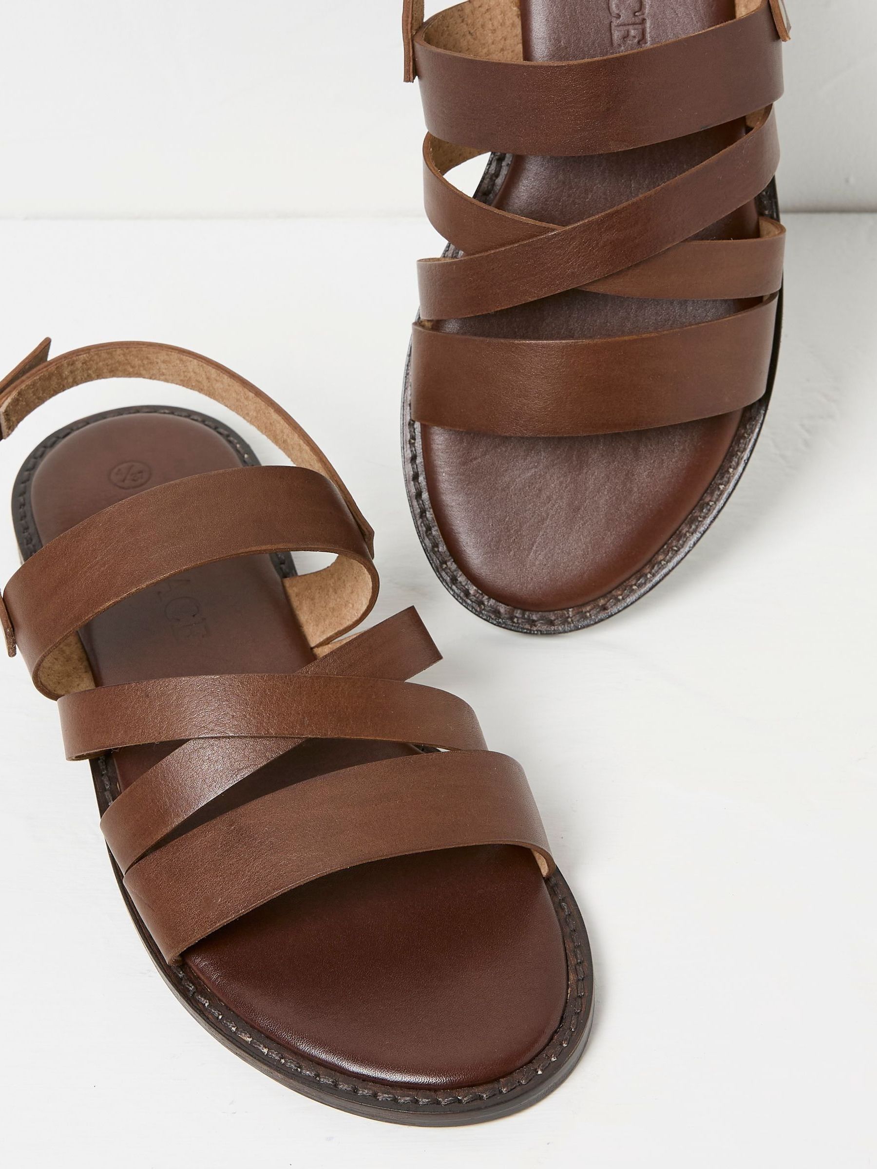 Hallie Brown Leather Strap Sandals - Image 3 of 3