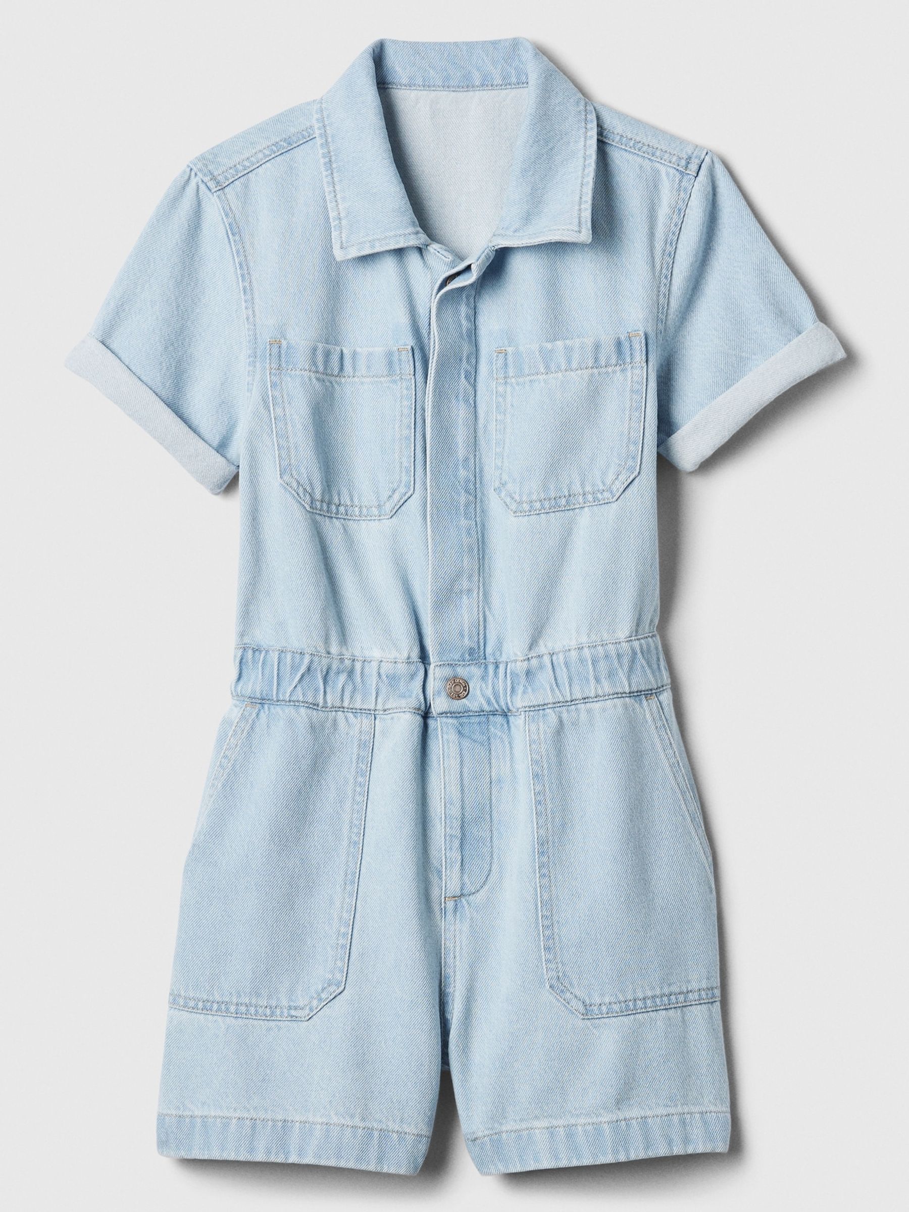 Blue Denim Button Up Playsuit (4-13yrs) - Image 1 of 3