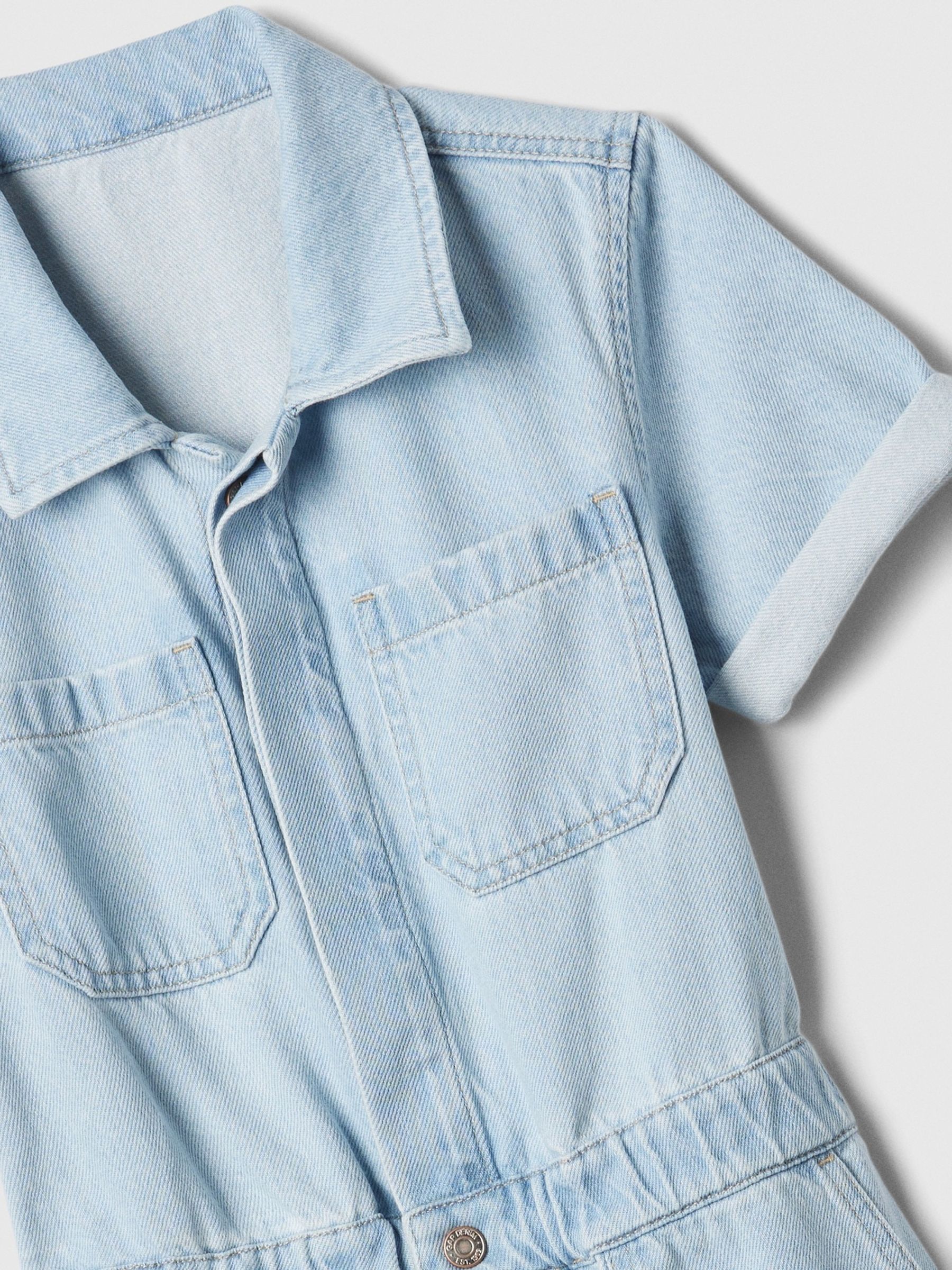 Blue Denim Button Up Playsuit (4-13yrs) - Image 3 of 3