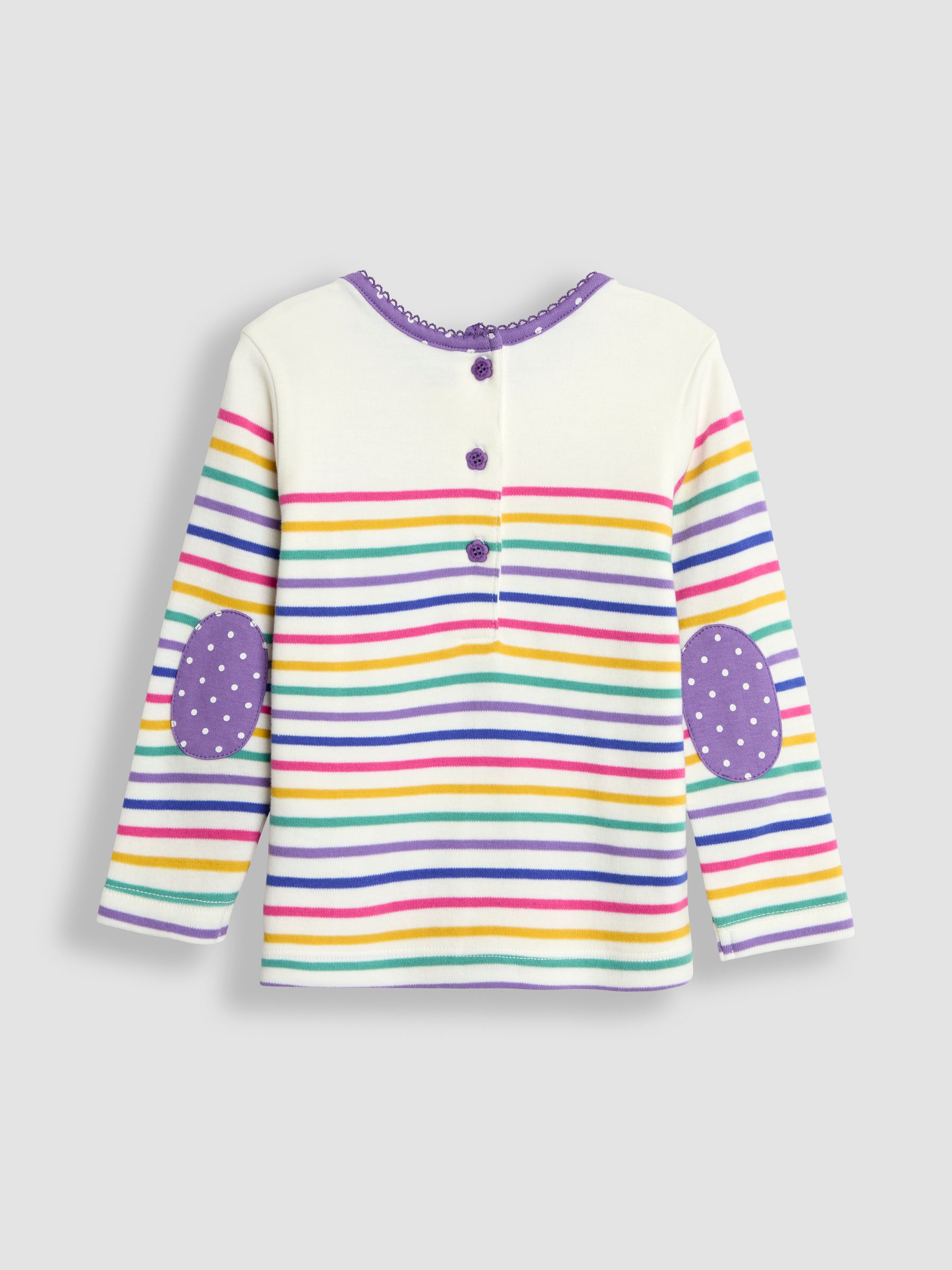 Cream Dino Cotton Long Sleeve Pocket Breton Top - Image 2 of 3