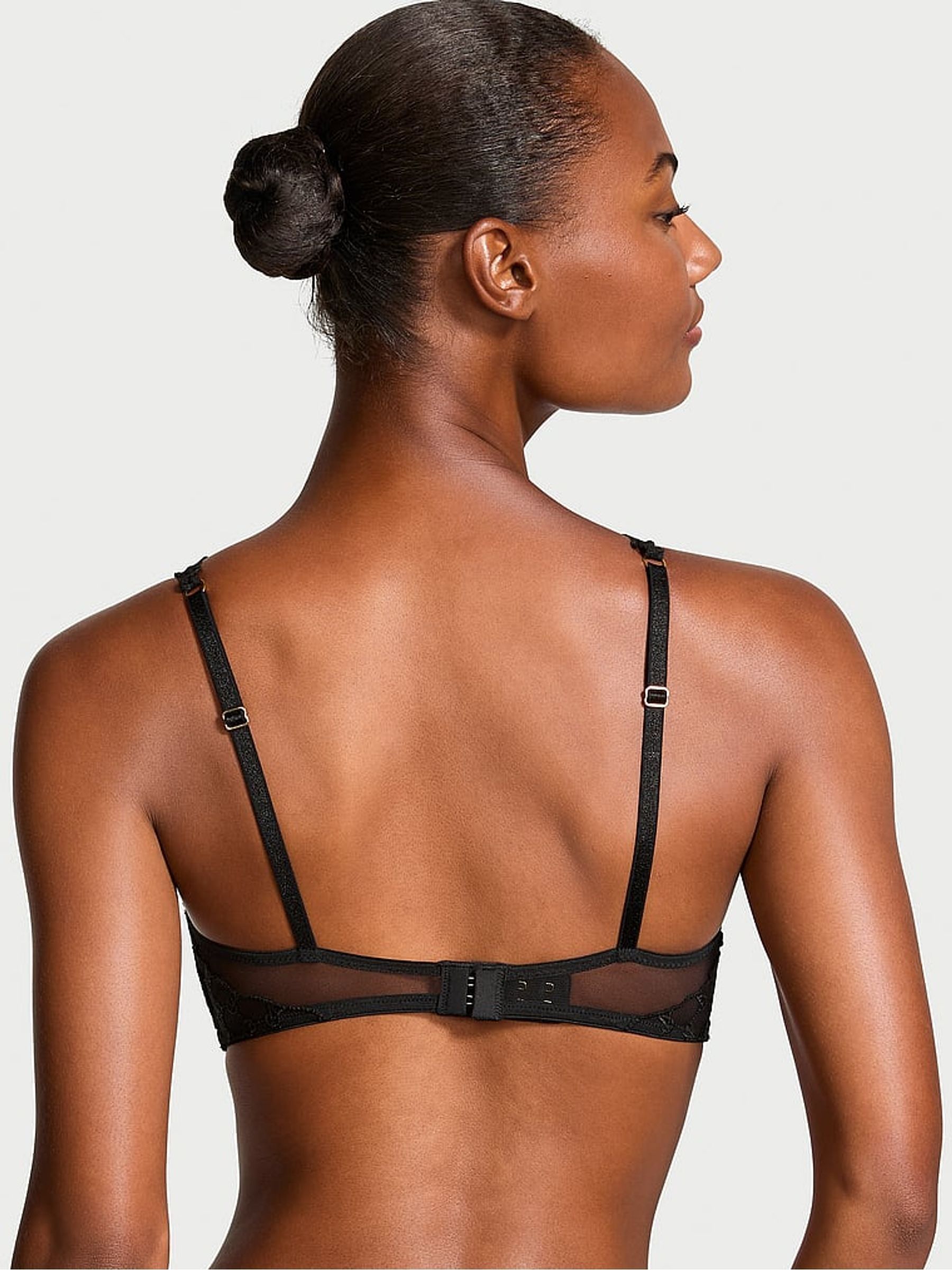 Black Triangle Faux Leather Monogram Bra - Image 2 of 4
