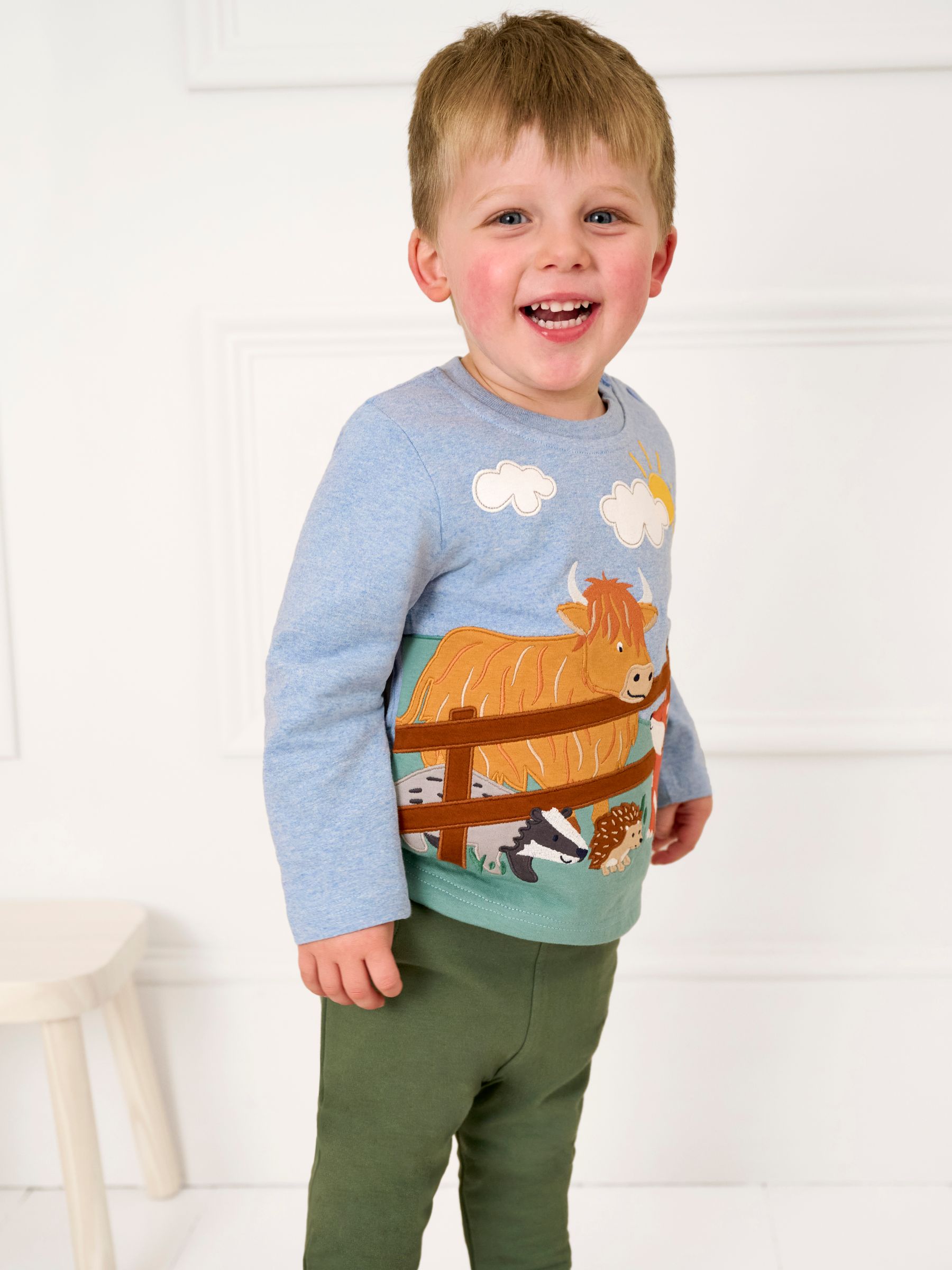 Blue Countryside Scene Applique Top - Image 1 of 5