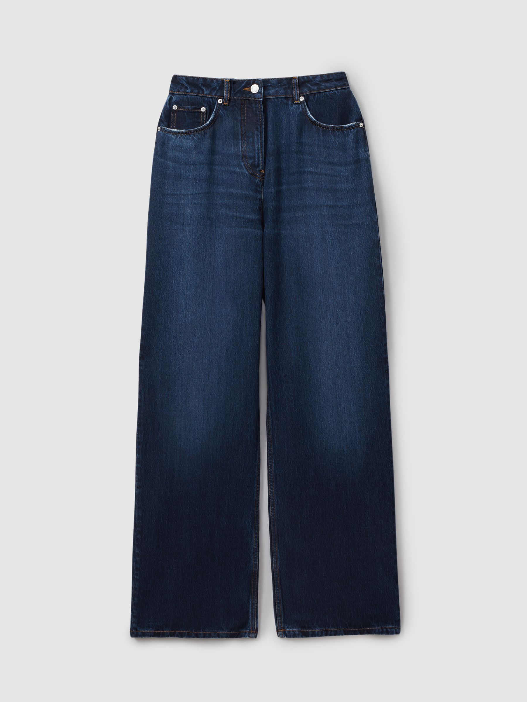 Lightweight Viscose Blend Relaxed Jeans in Dark Blue - Image 2 of 5