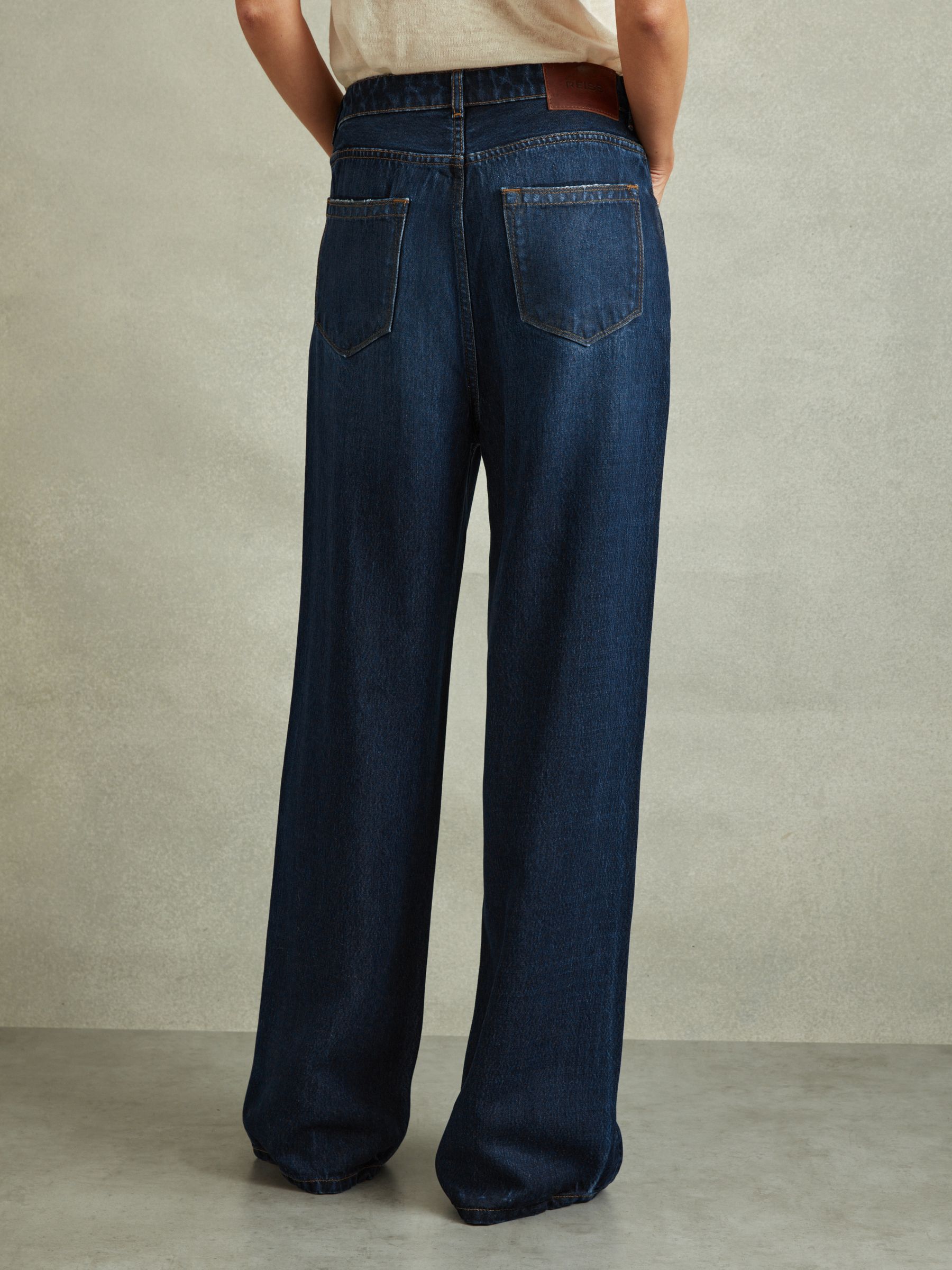 Lightweight Viscose Blend Relaxed Jeans in Dark Blue - Image 4 of 5