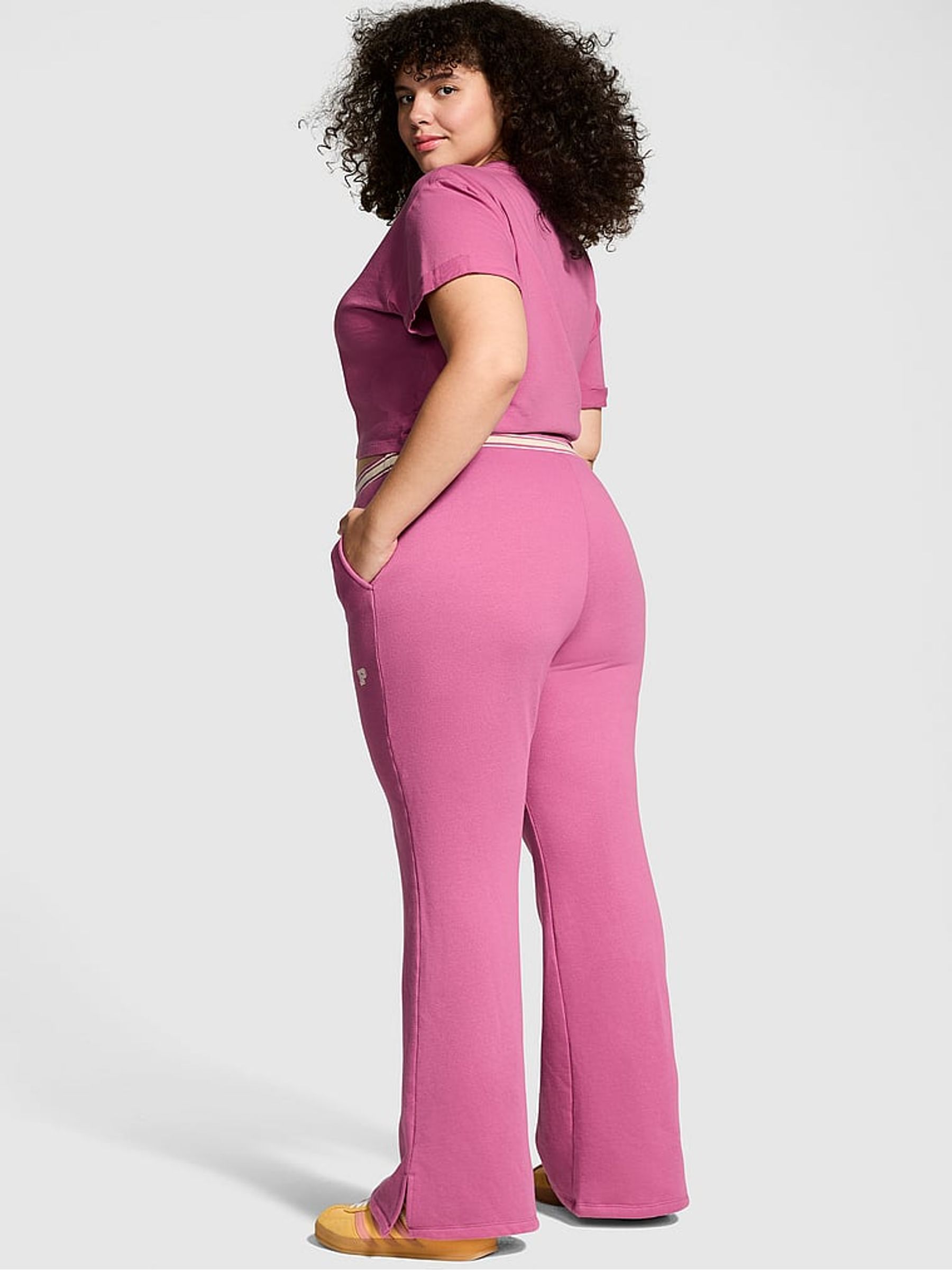 Pink Violet Knitted Flare Fleece Joggers - Image 2 of 3