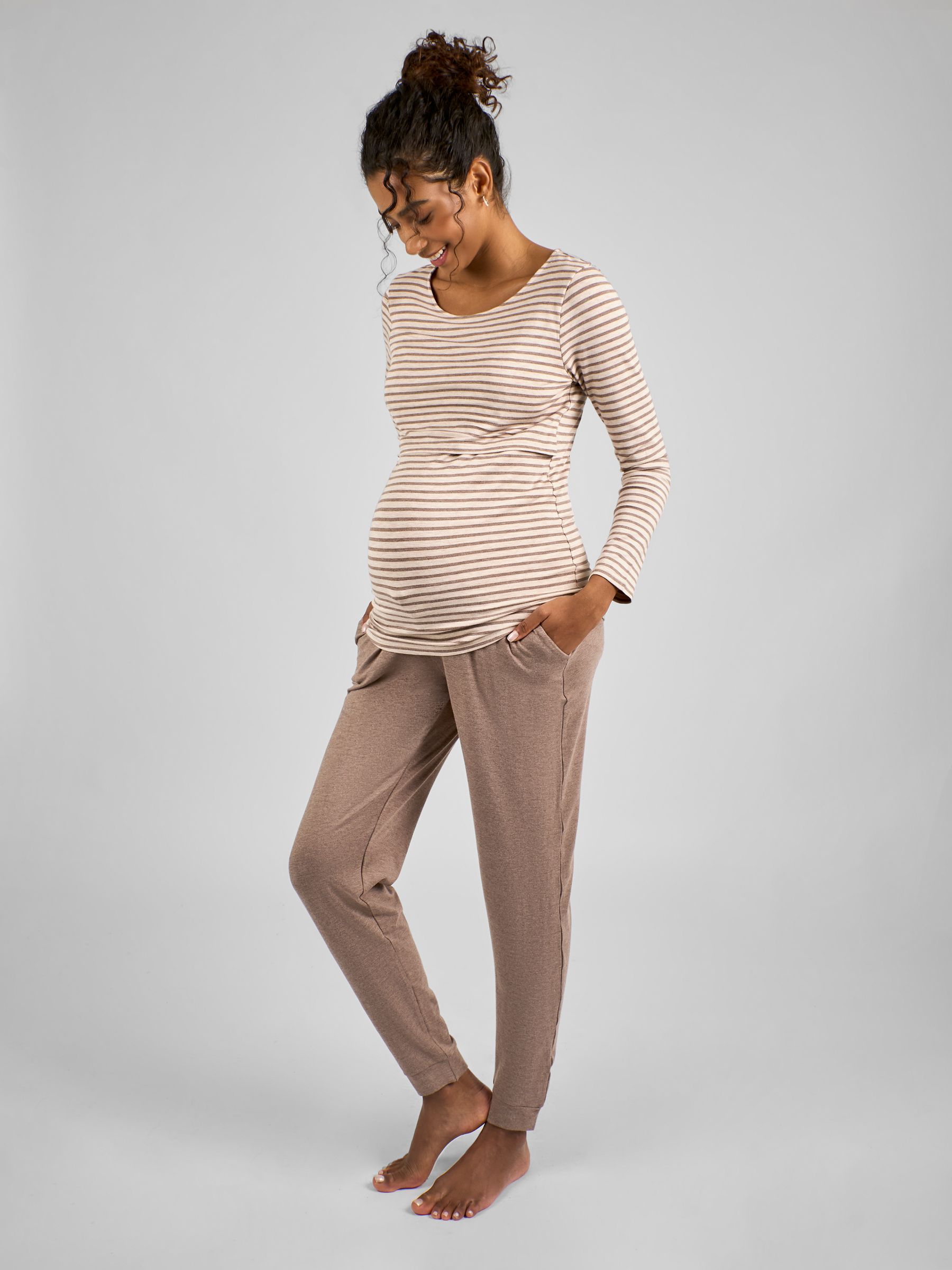 Mocha Brown Maternity and Nursing Pyjamas Set - Image 1 of 6