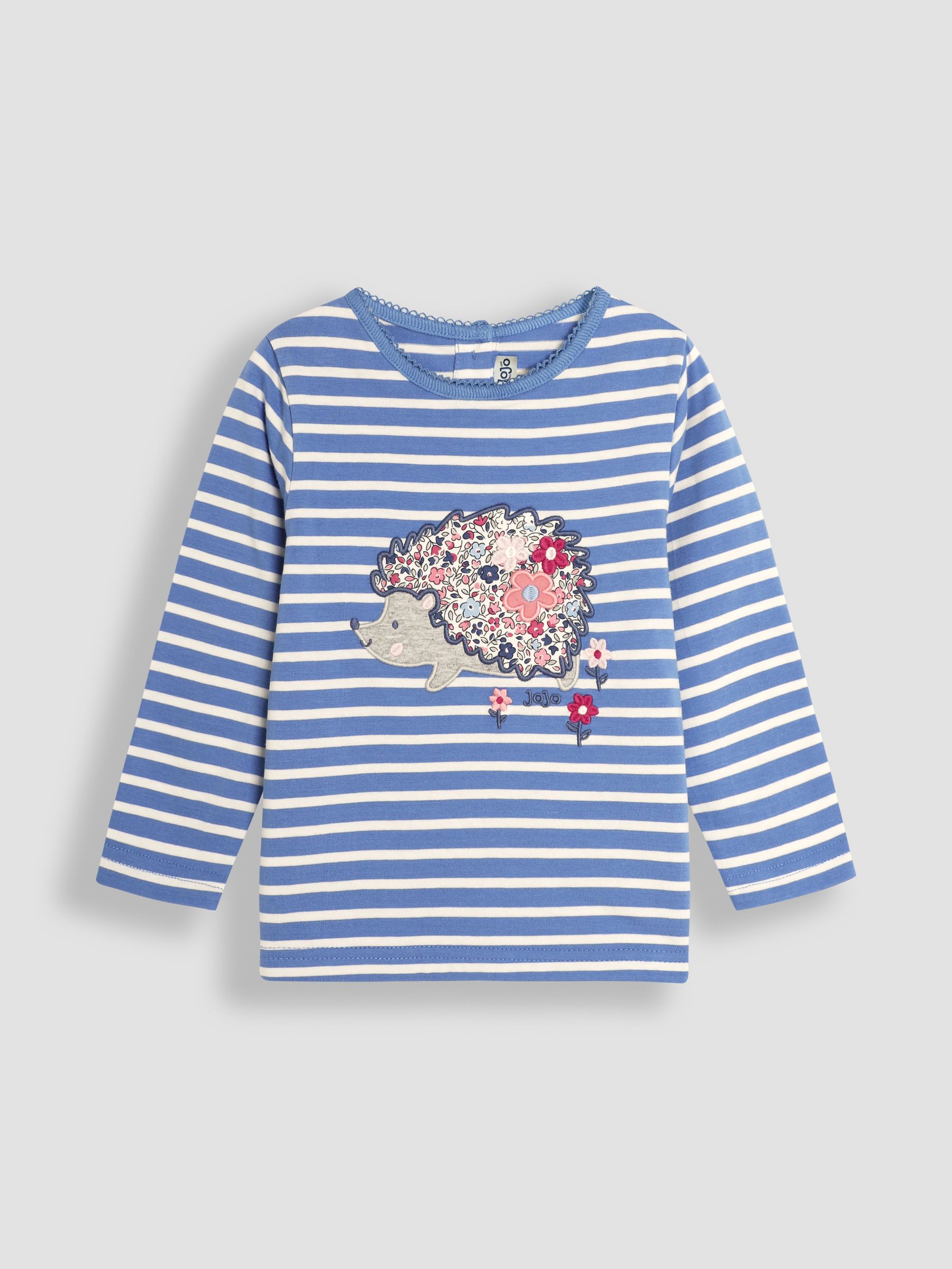 Blue Hedgehog Long Sleeve Stripe Appliqué Top - Image 1 of 3
