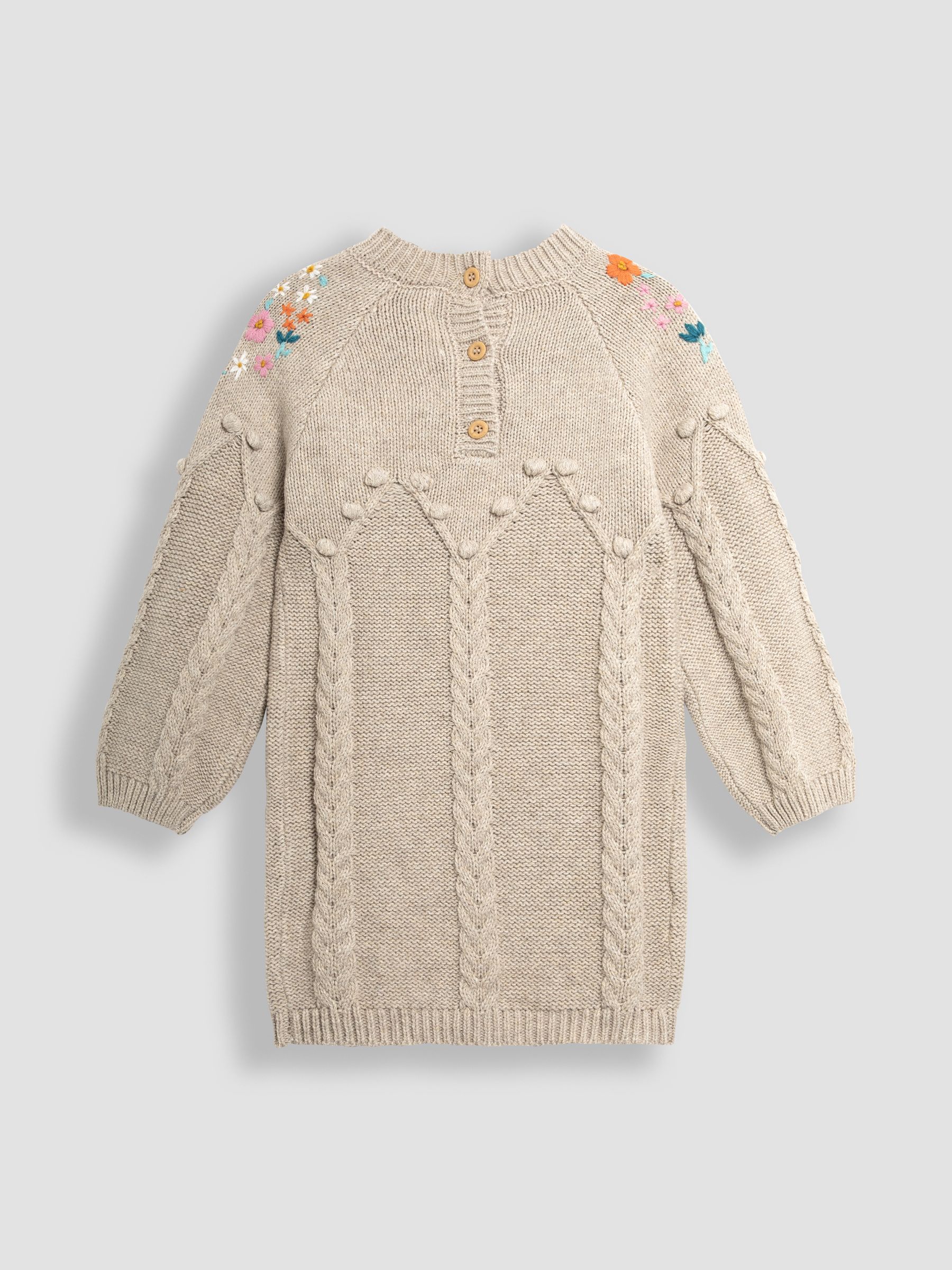 Cream Floral Embroidered Cable Knitted Dress - Image 2 of 3