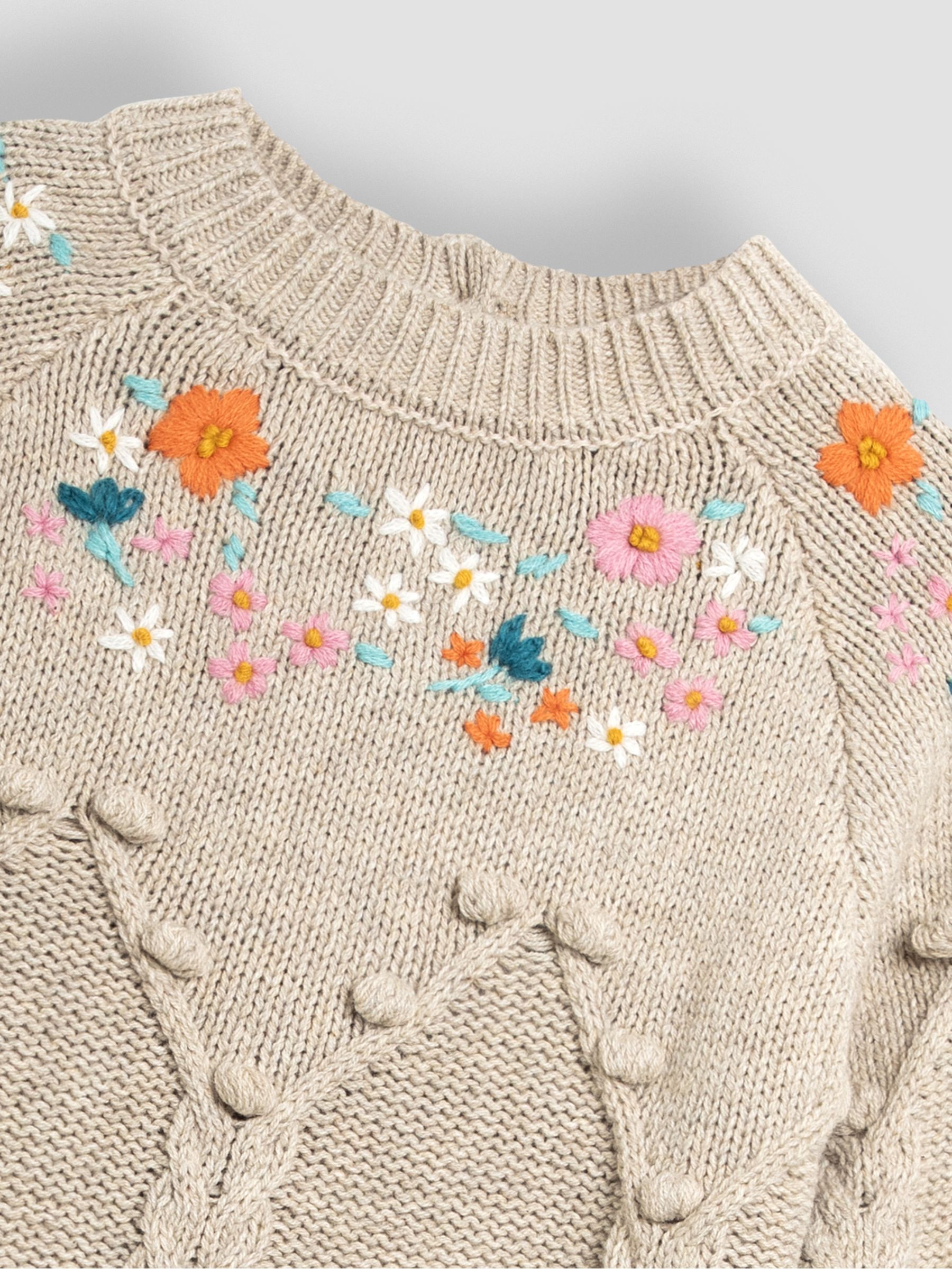 Cream Floral Embroidered Cable Knitted Dress - Image 3 of 3