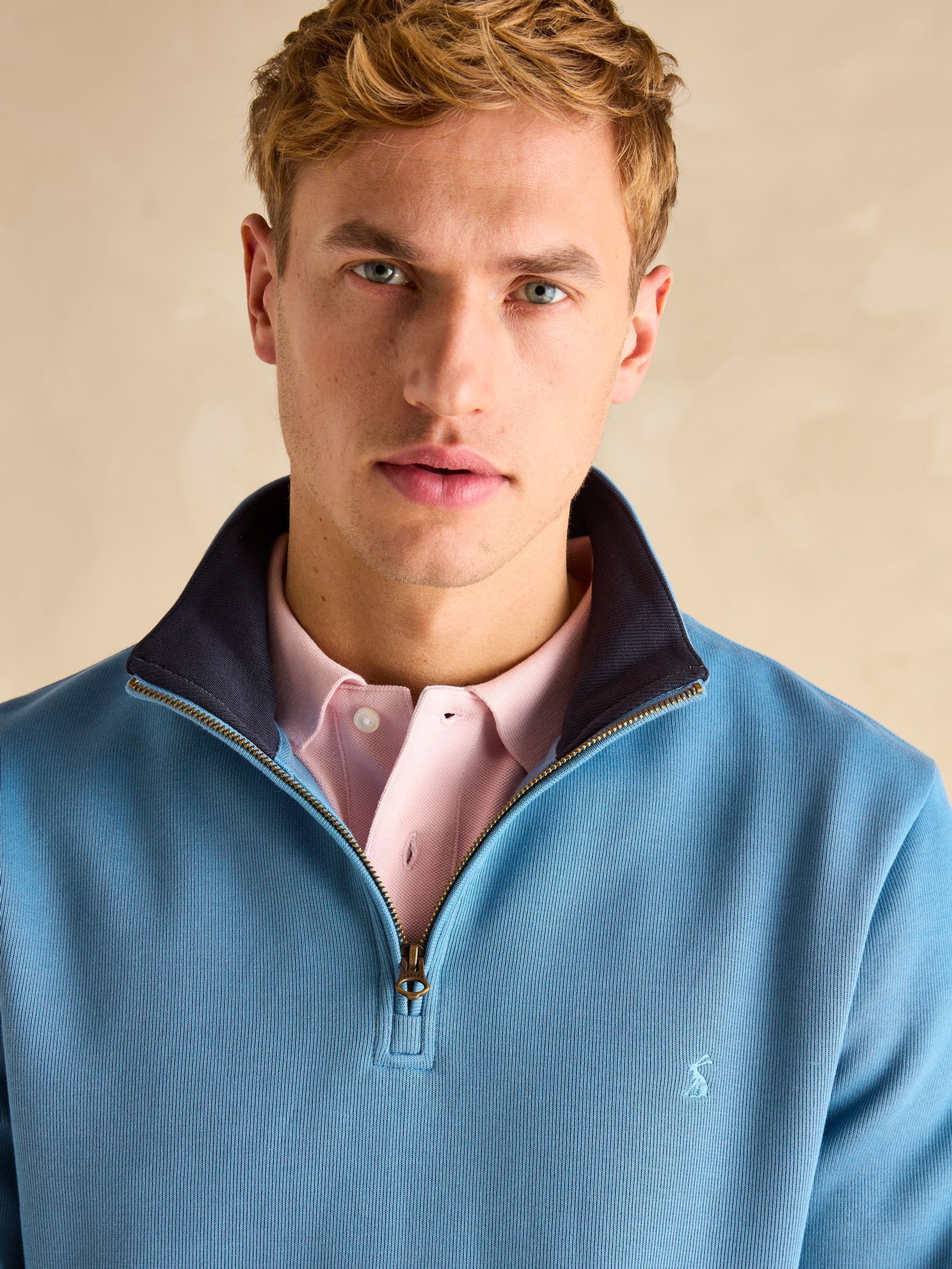 Alistair Light Blue Quarter Zip Cotton Sweatshirt - Image 4 of 7