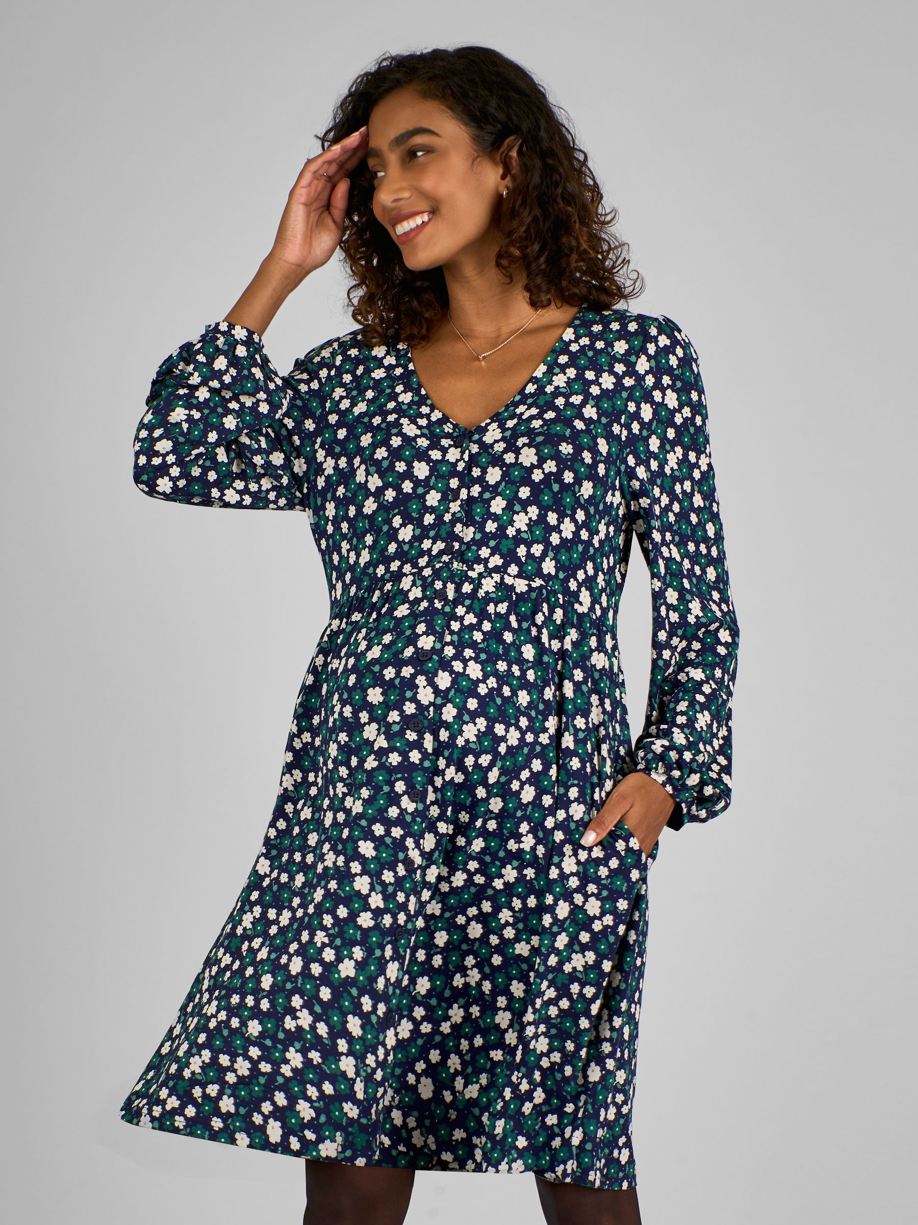 Navy Blue Green Dress - Image 3 of 4