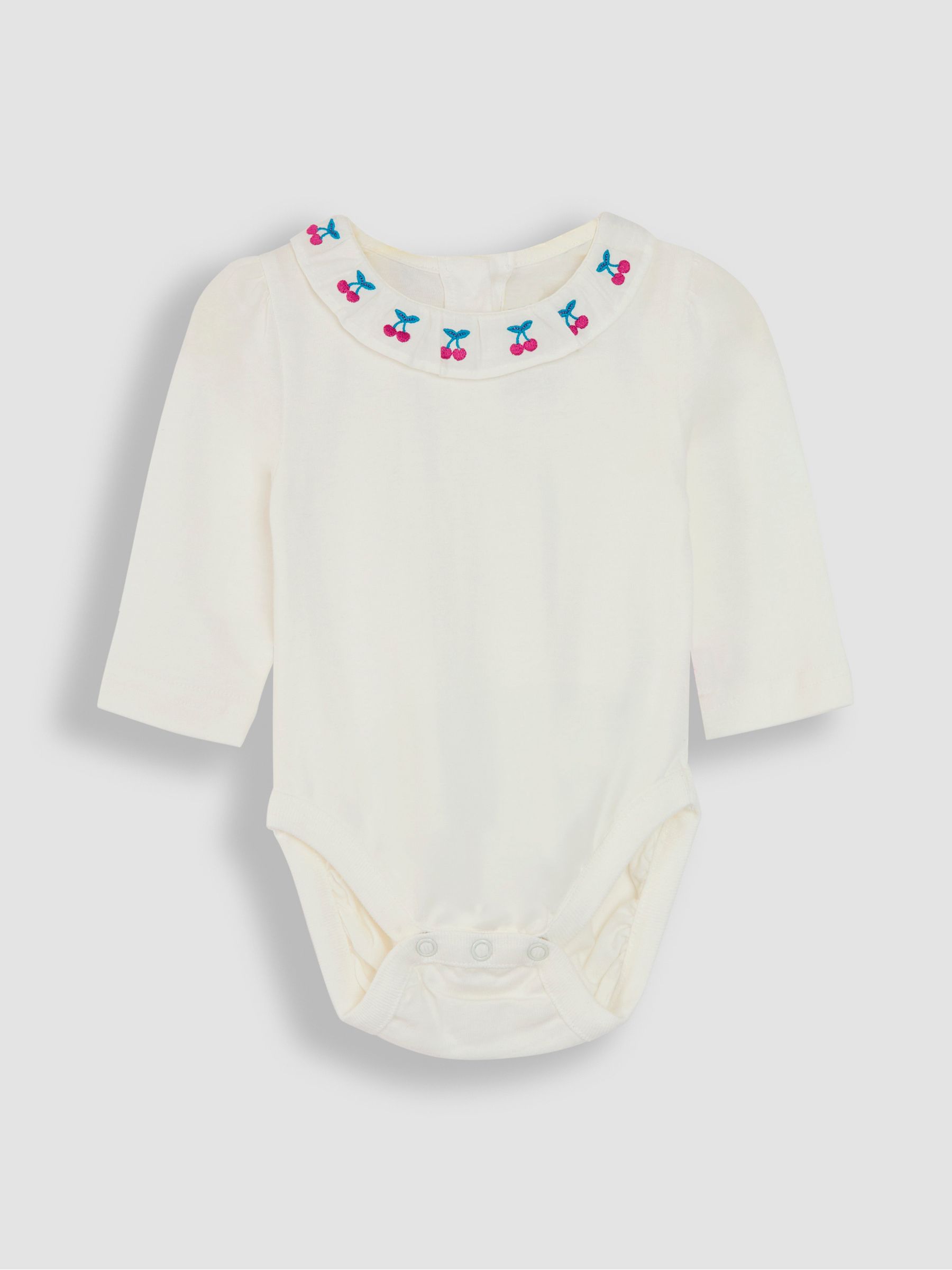 Cream Cherry Embroidered Frill Collar Body - Image 1 of 3