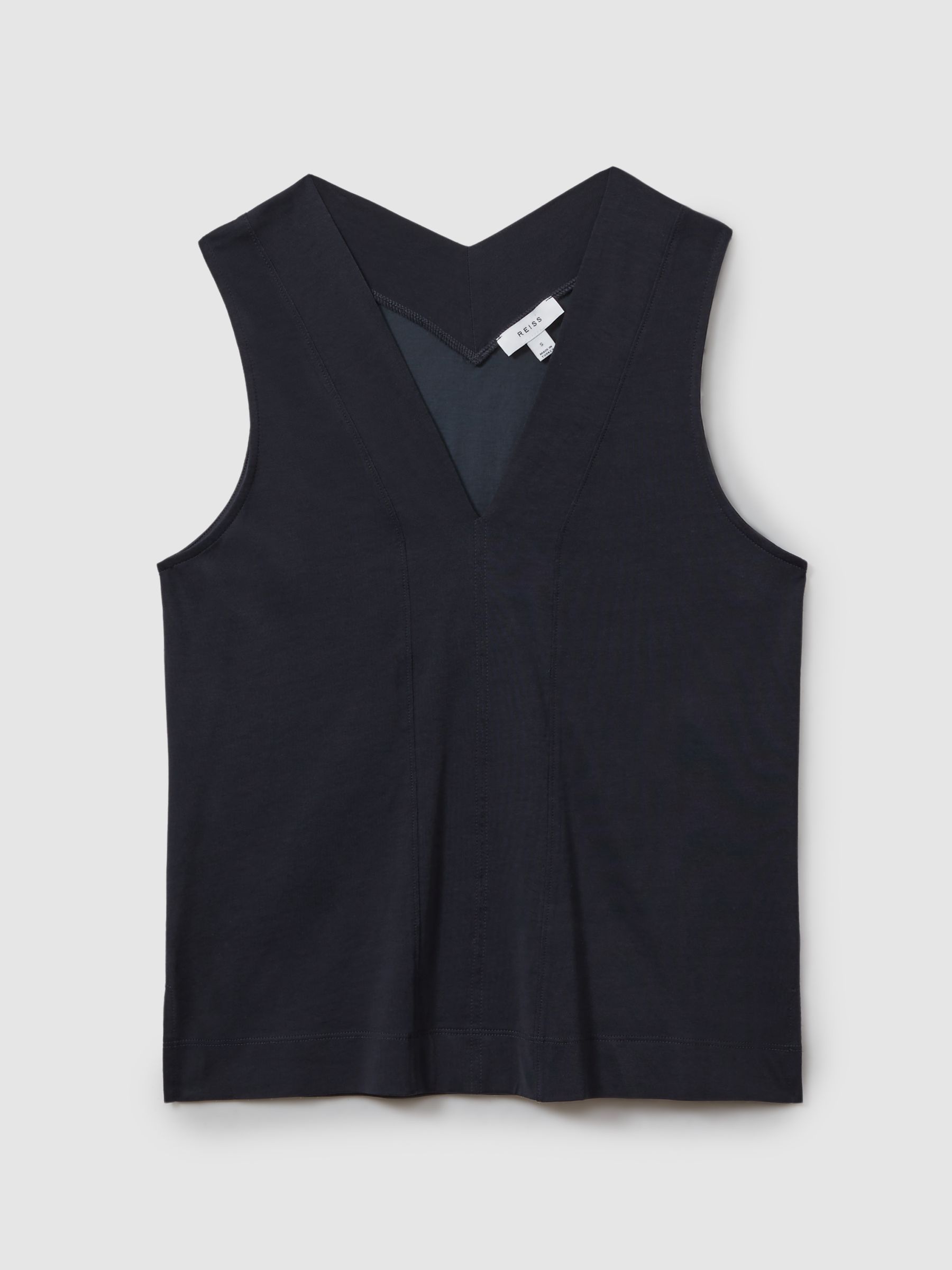 V-Neck Shell Top in Navy - Image 2 of 5