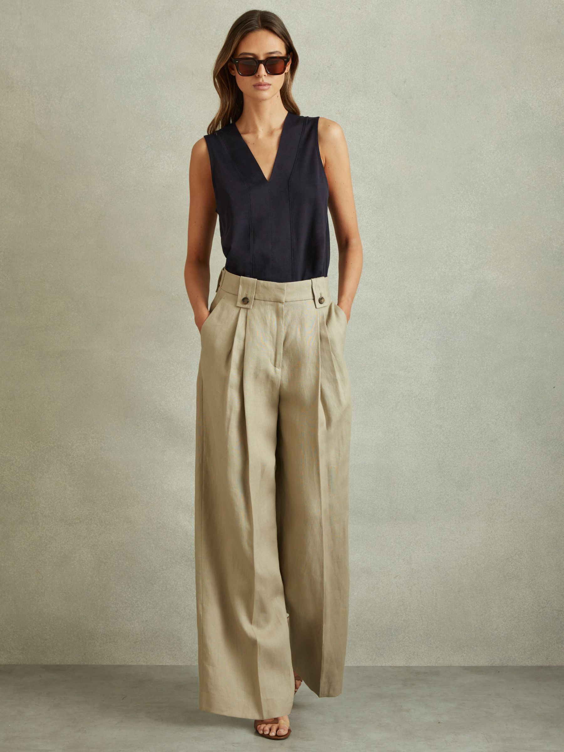 V-Neck Shell Top in Navy - Image 3 of 5
