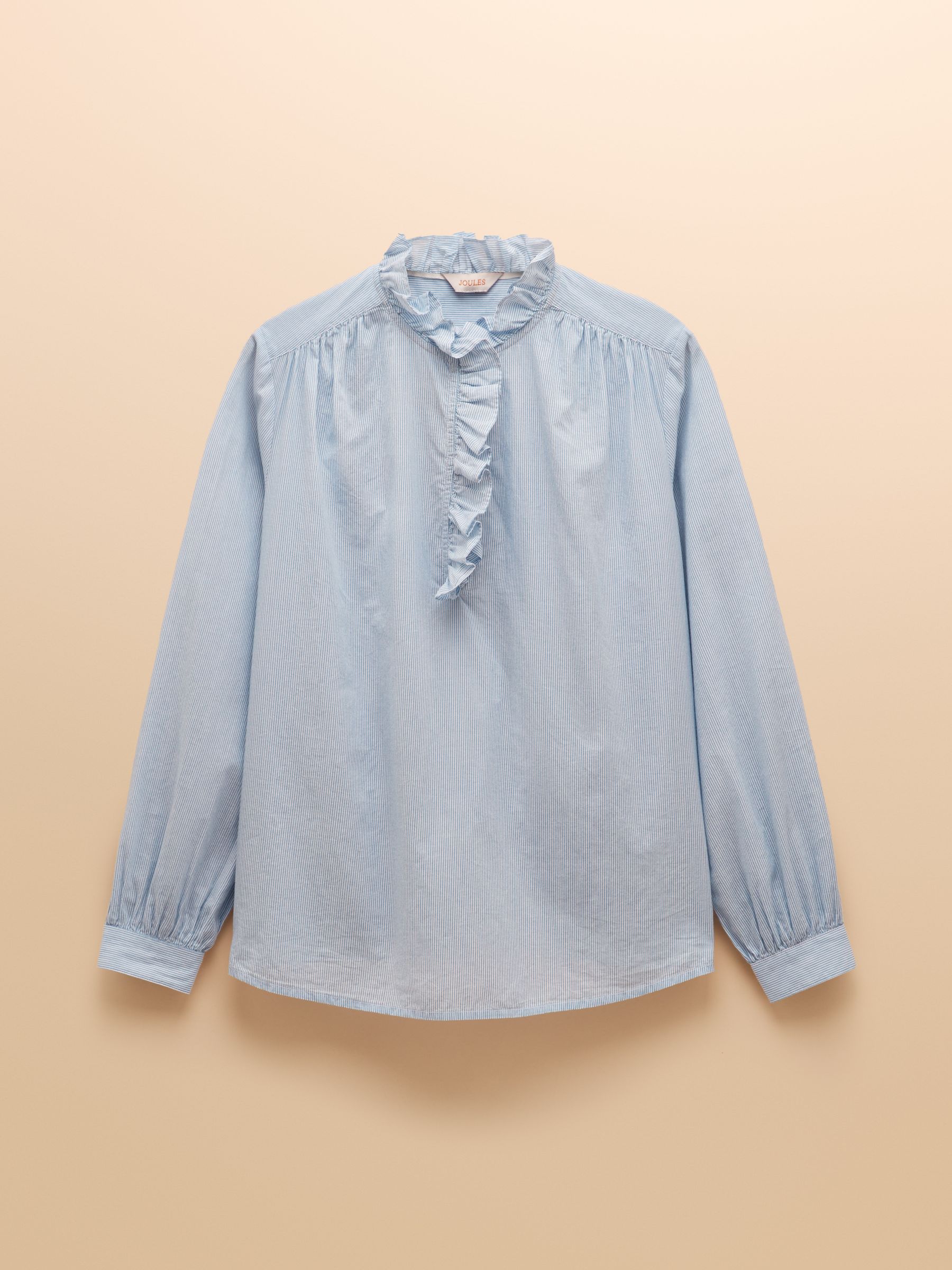 Melanie Blue/White Cotton Ruffle Blouse - Image 11 of 11