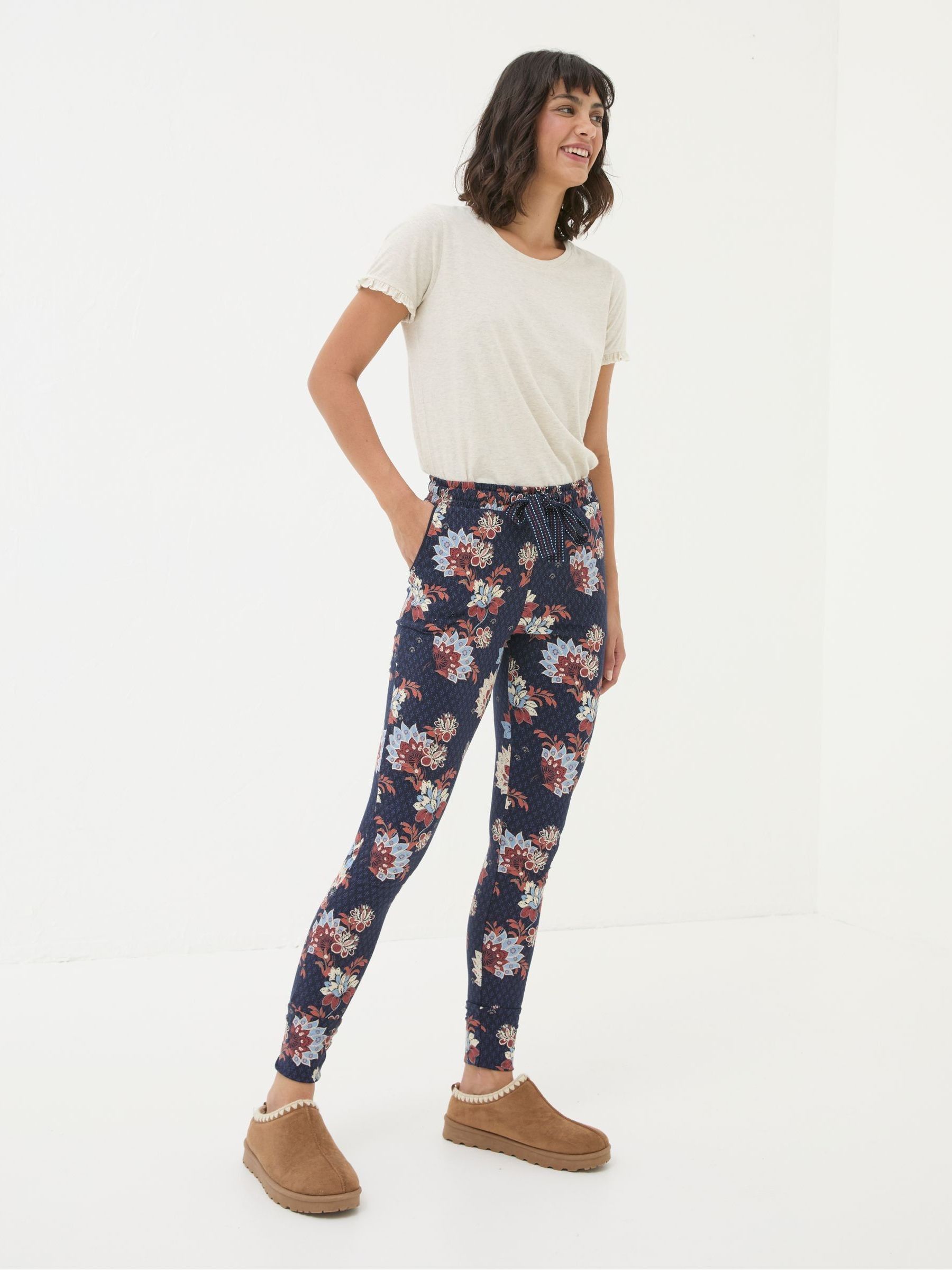 Ellie Navy Patchwork Pyjama Bottoms - Image 1 of 6