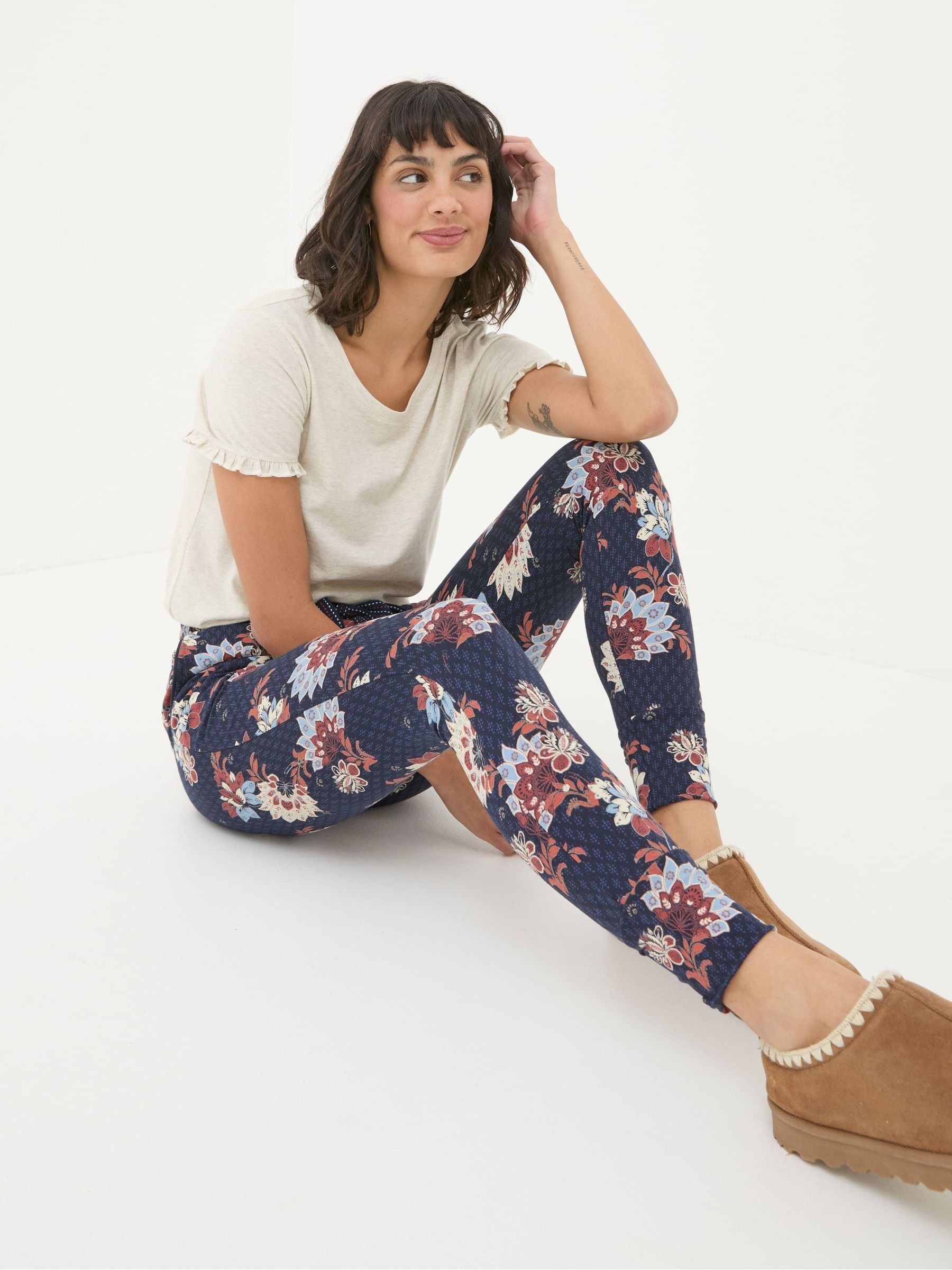 Ellie Navy Patchwork Pyjama Bottoms - Image 4 of 6
