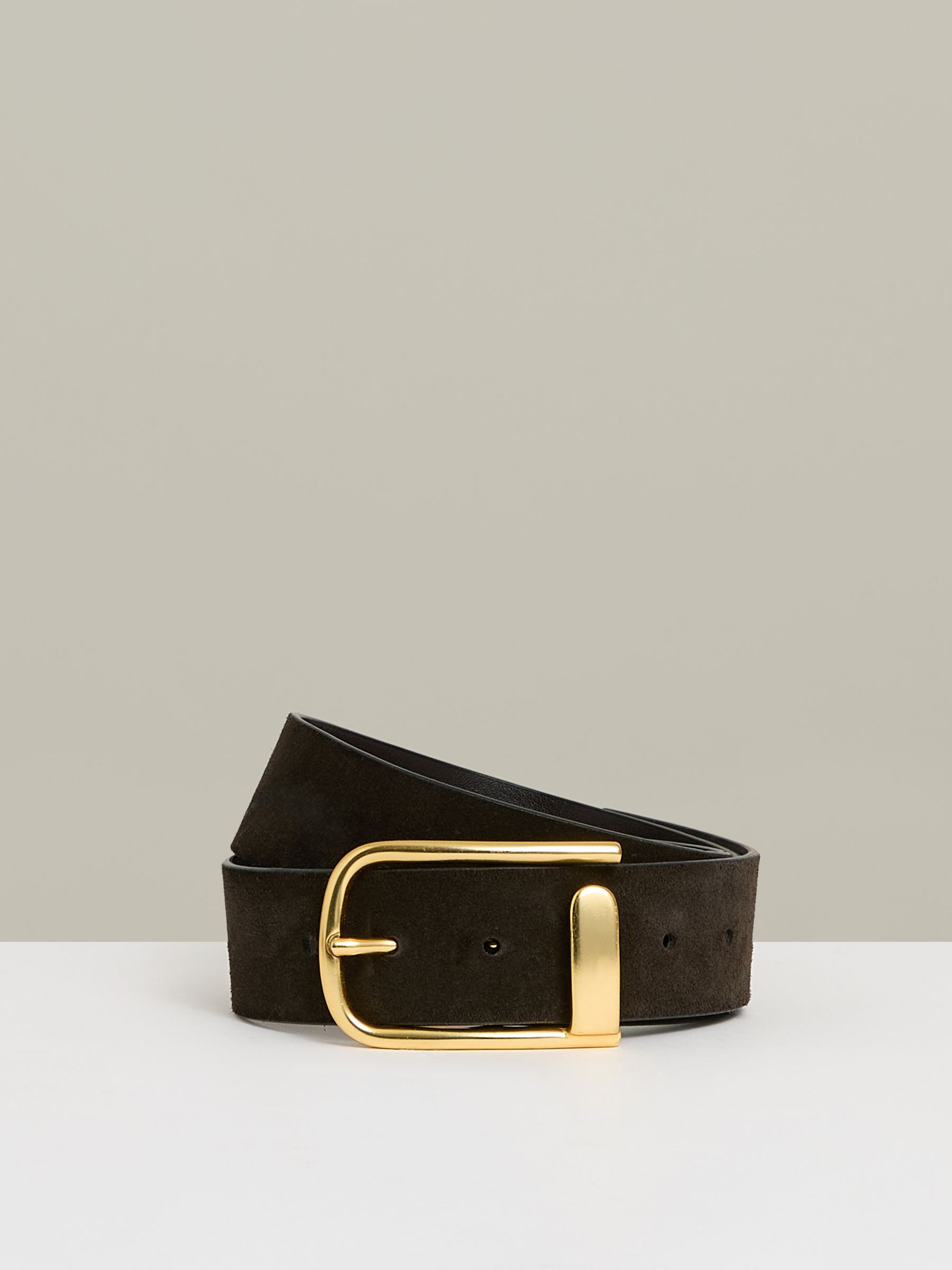 Leather Half Keeper Belt in Chocolate - Image 1 of 4