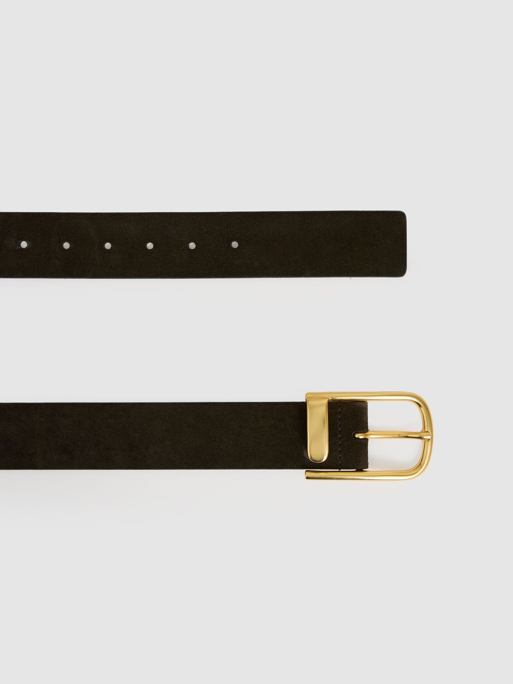 Leather Half Keeper Belt in Chocolate - Image 3 of 4