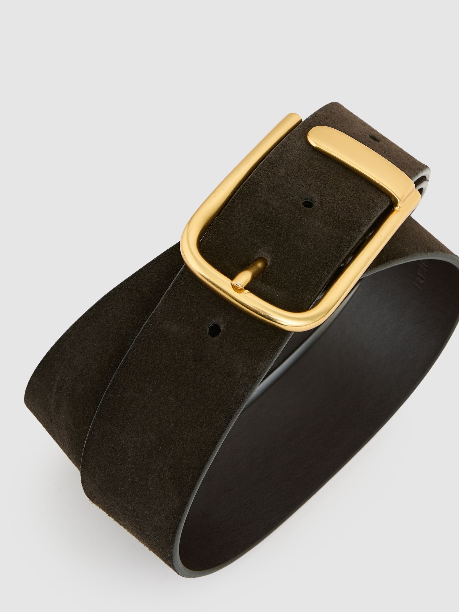 Leather Half Keeper Belt in Chocolate - Image 4 of 4