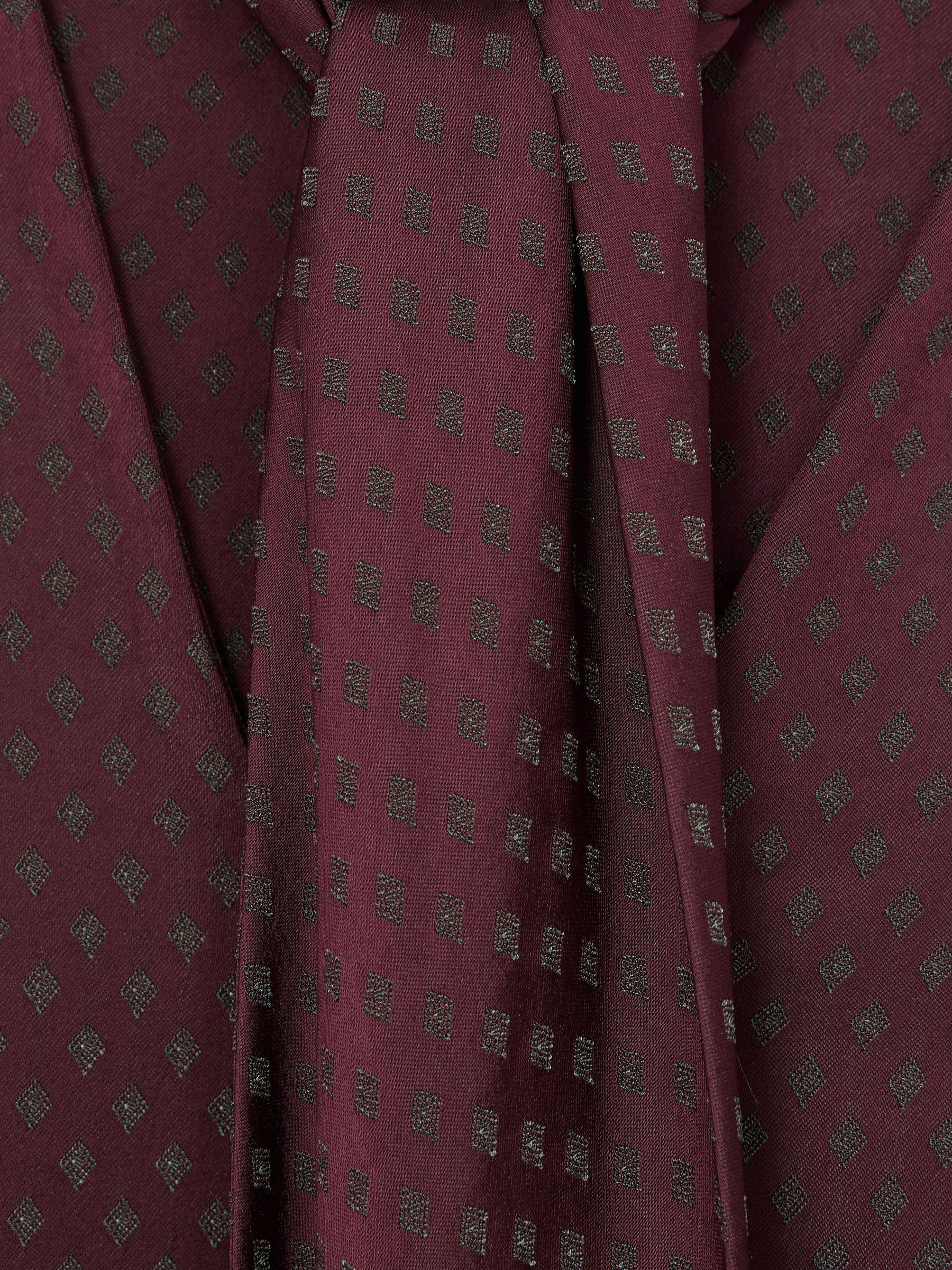 Jacquard Tie-Neck Sleeveless Top in Burgundy - Image 8 of 8