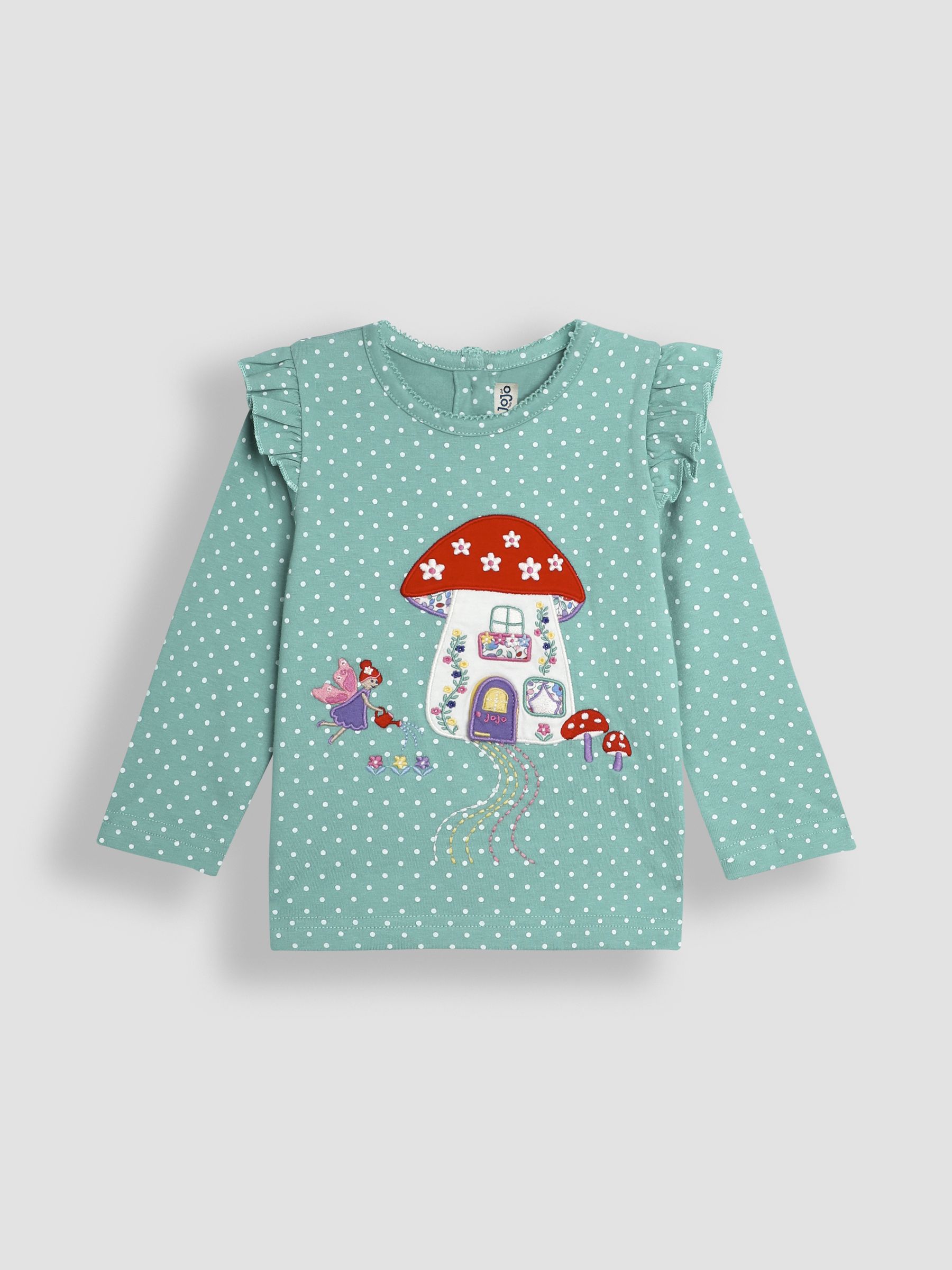 Green Fairy And Toadstool Scene Applique Top - Image 1 of 3