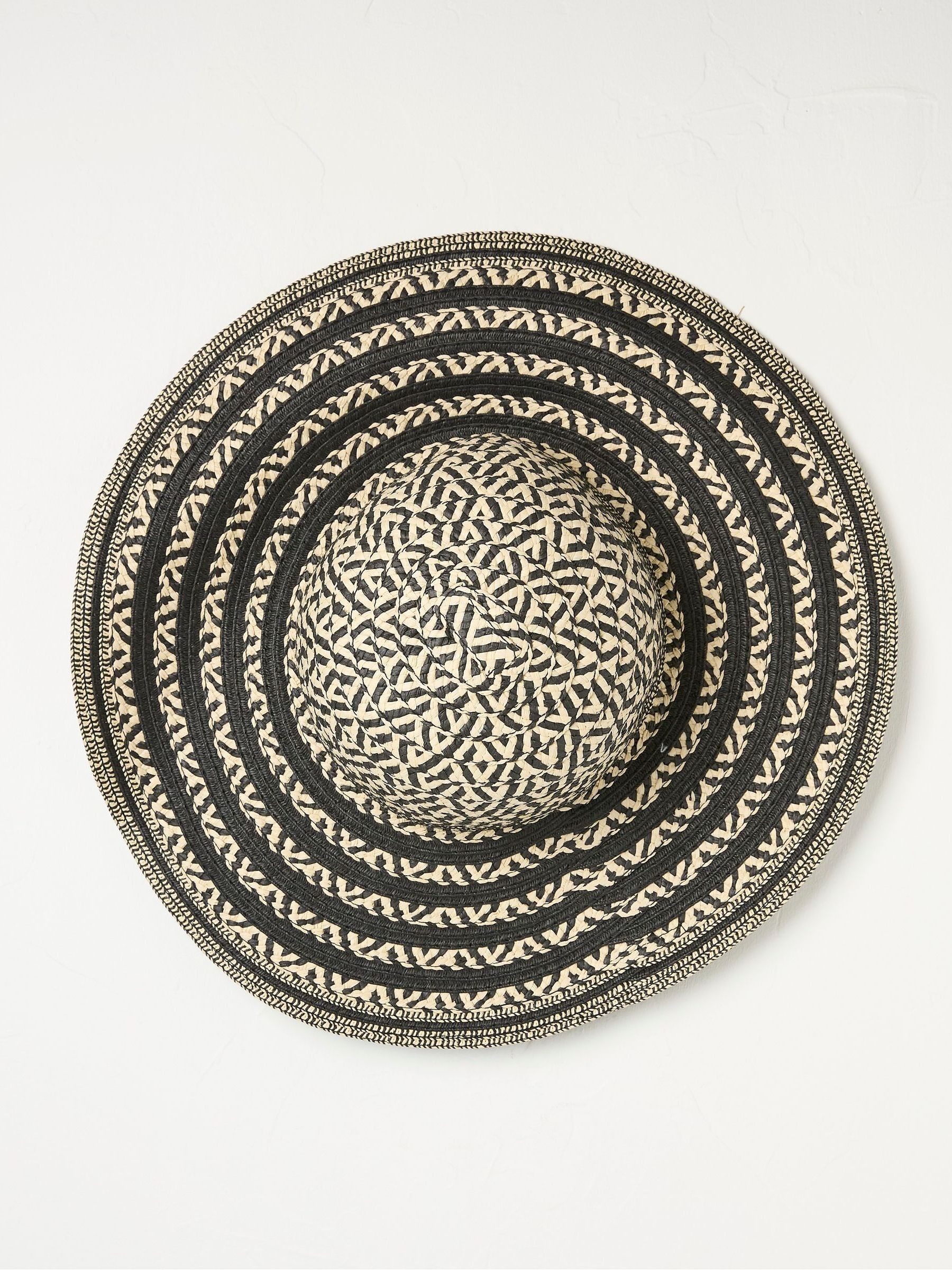 Geo Black Floppy Straw Hat - Image 2 of 3