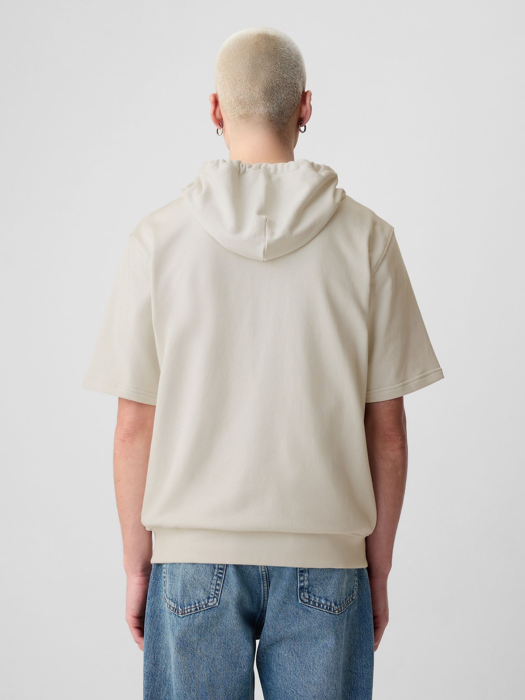 Cream Logo Zip Up Short Sleeve Hoodie - Image 2 of 5