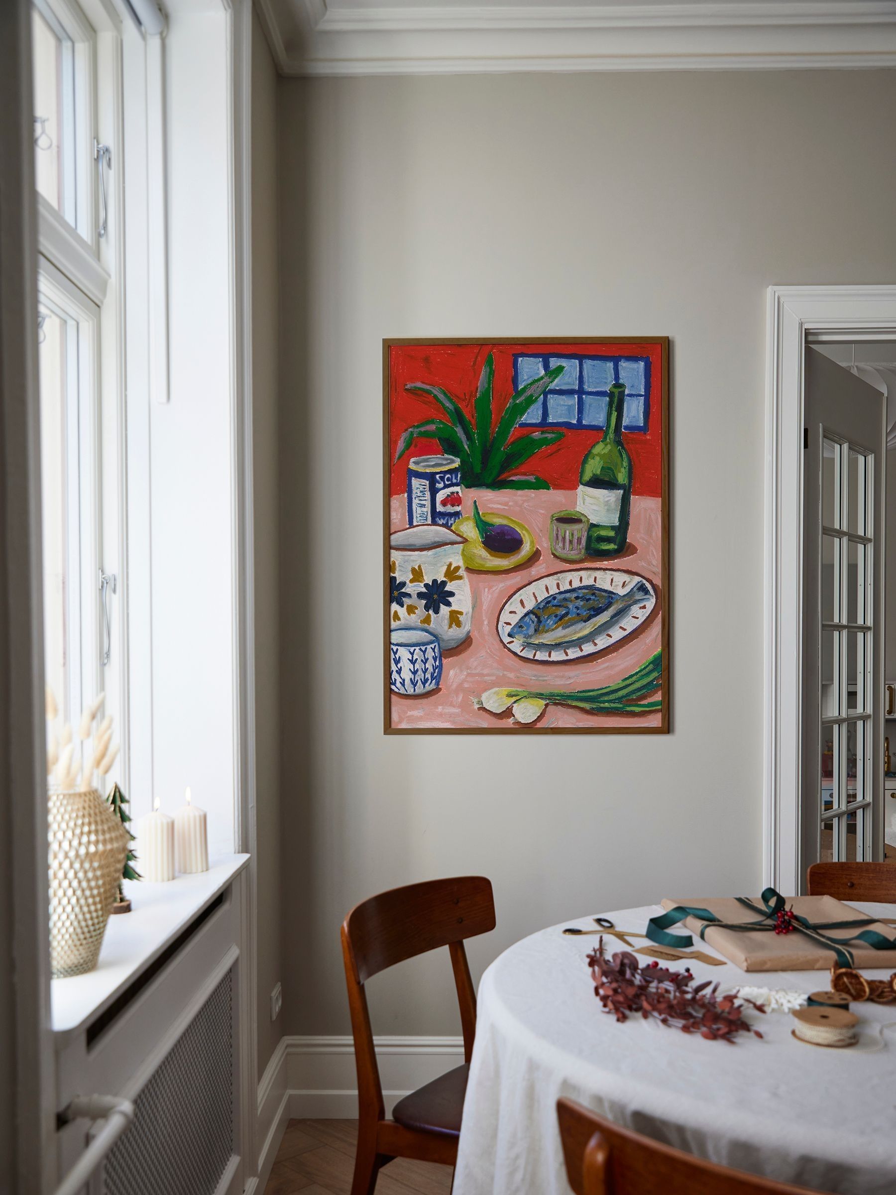 Paper Collective Multi Composition with Fish Framed Wall Art Print in Natural Oak Frame - Image 2 of 5