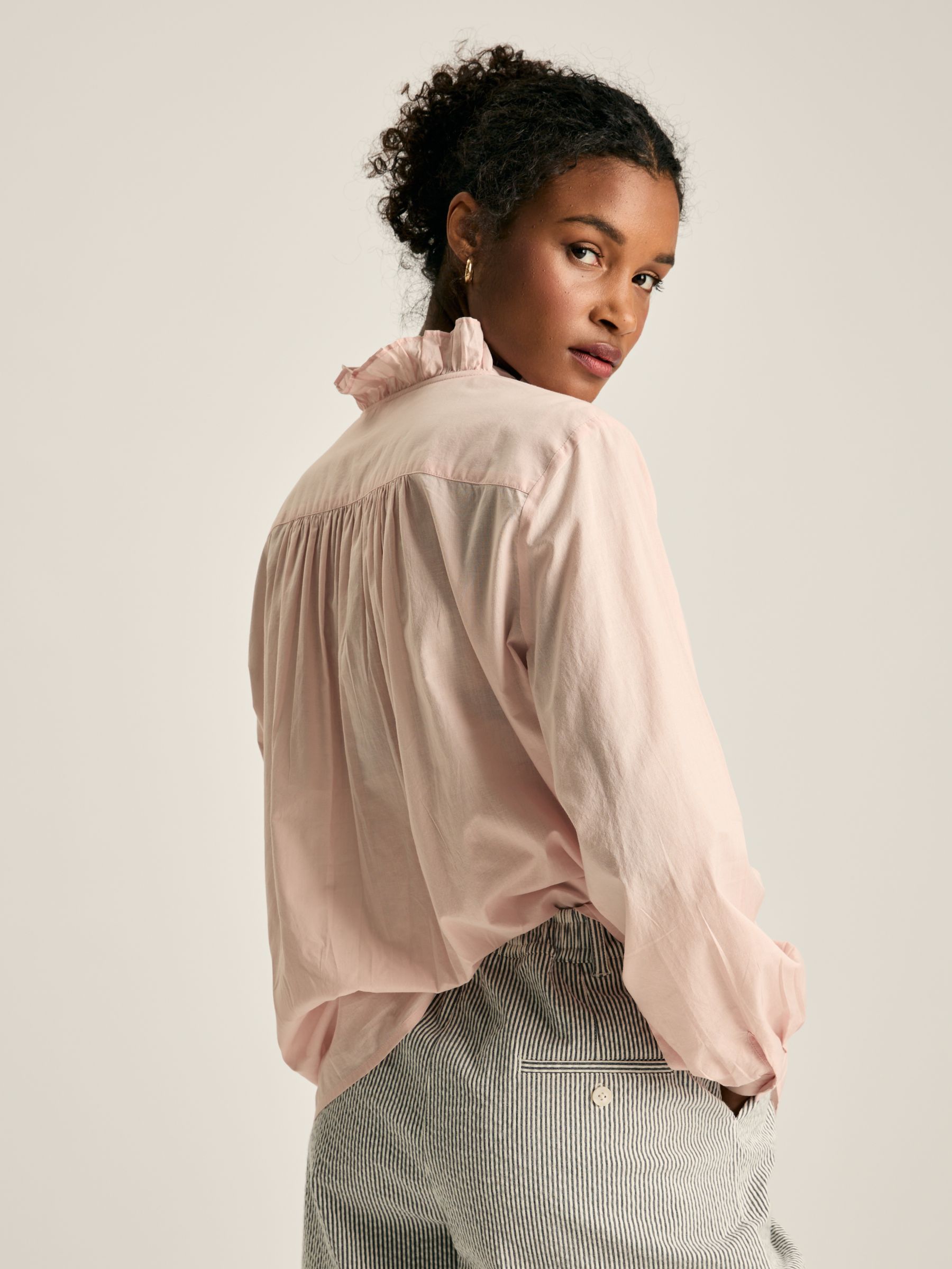 Melanie Pink Cotton Ruffle Blouse | Joules