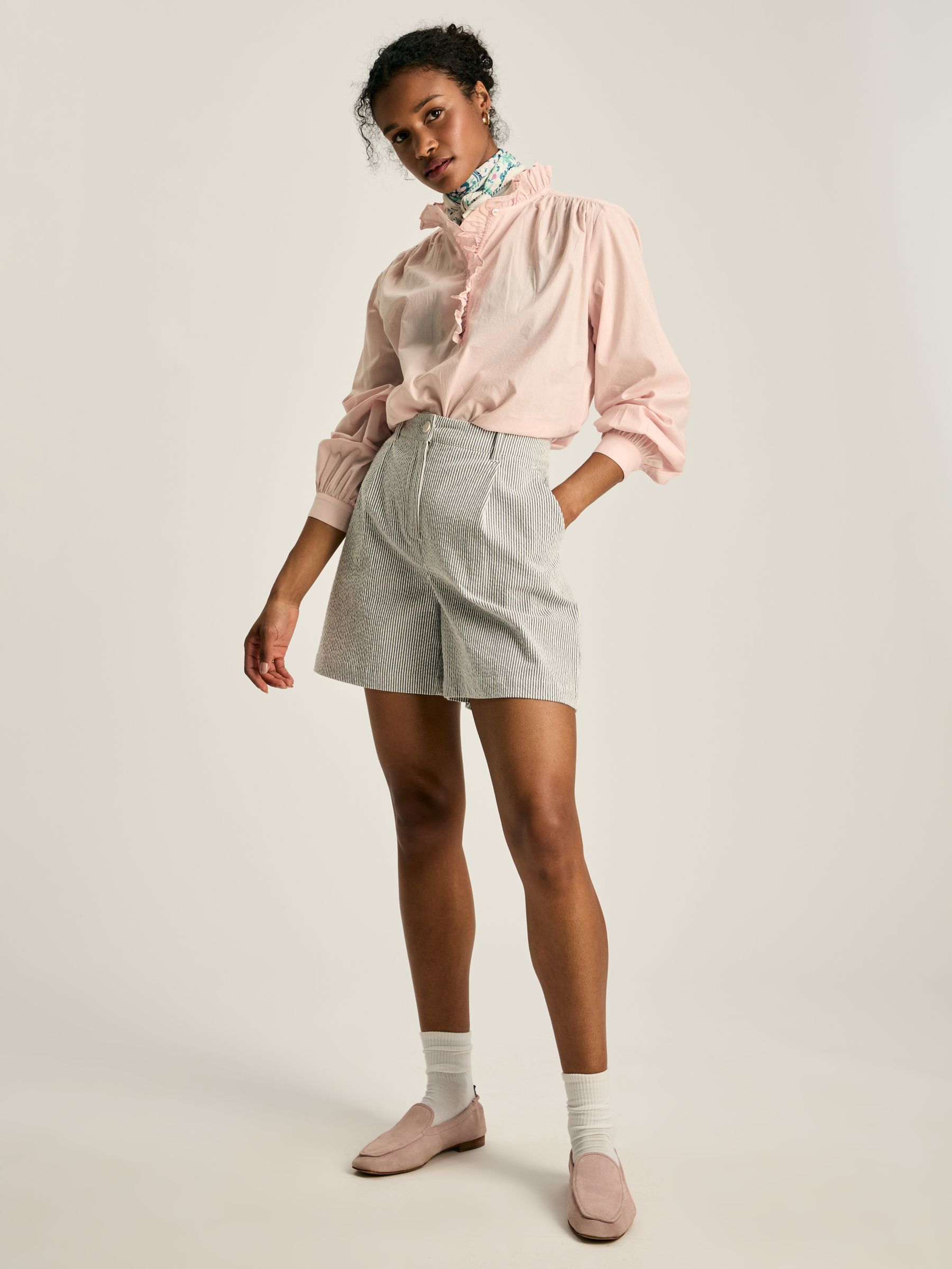Melanie Pink Cotton Ruffle Blouse | Joules