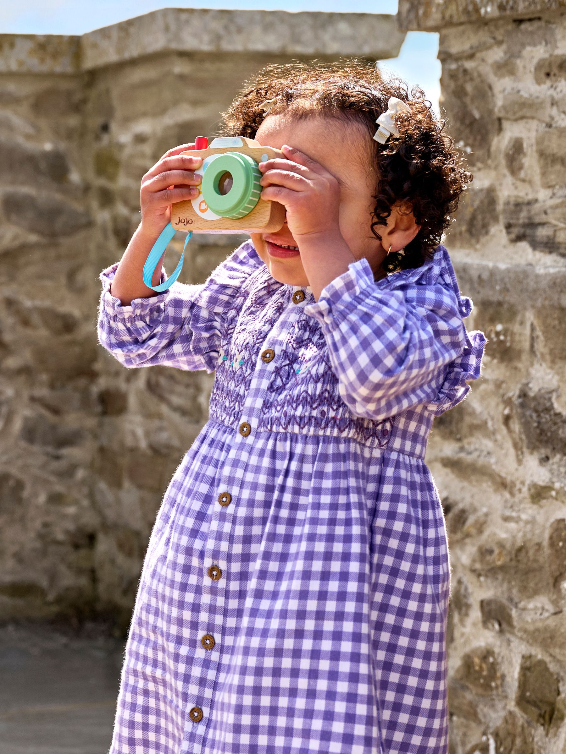 Lilac Purple Frill Shoulder Smocked Dress & Tights Set - Image 2 of 7
