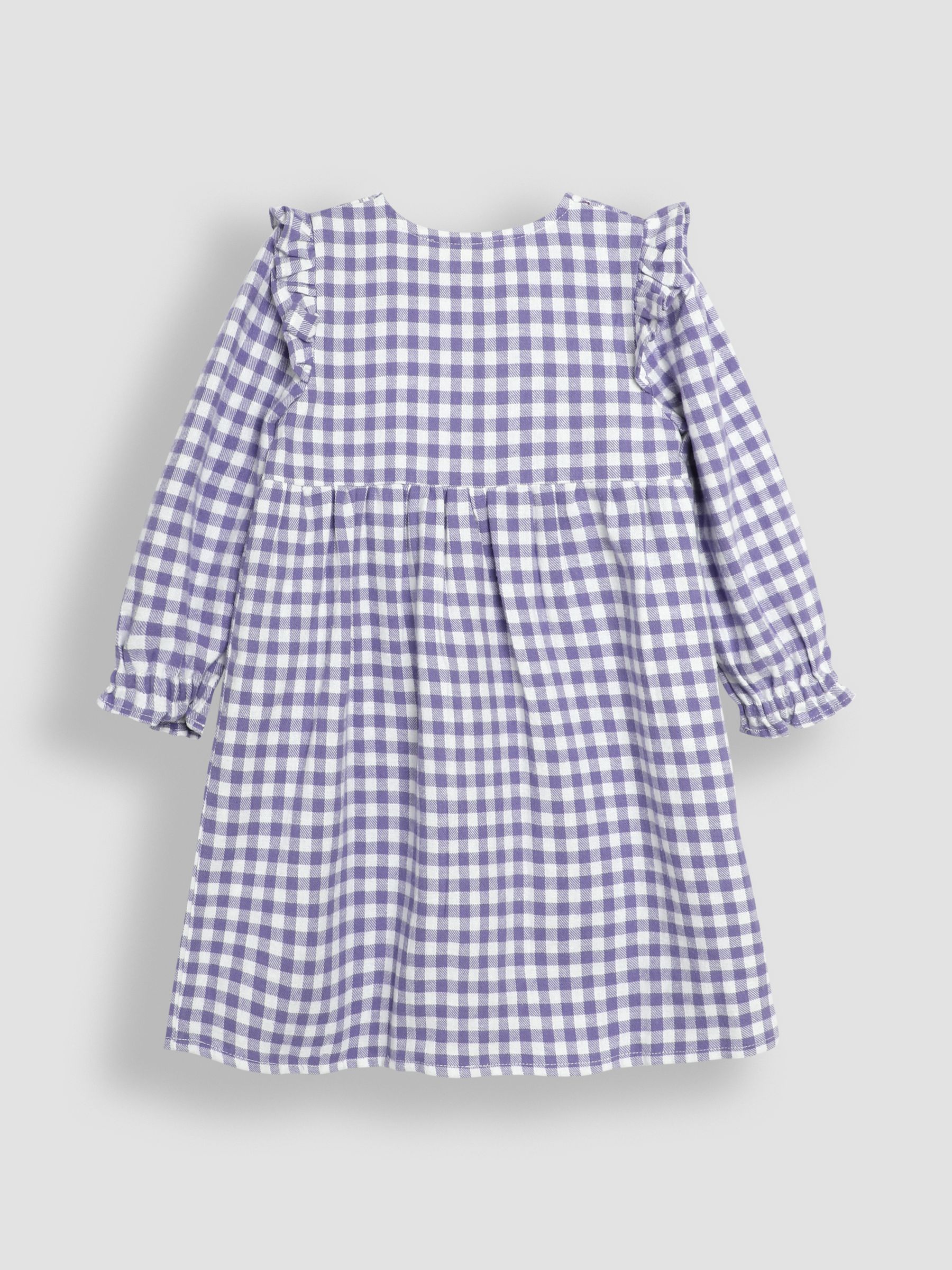 Lilac Purple Frill Shoulder Smocked Dress & Tights Set - Image 6 of 7