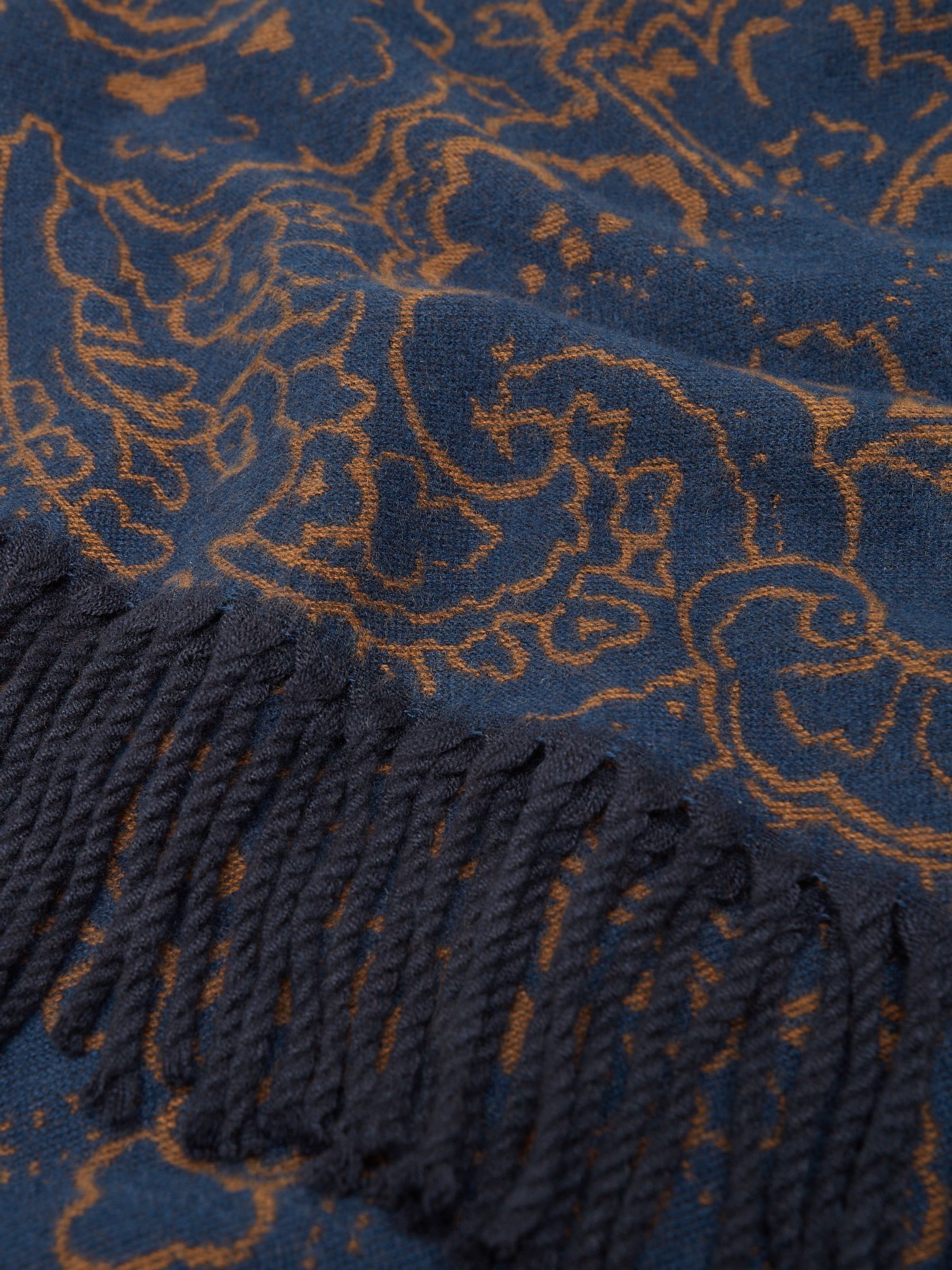 Elissa Navy & Camel Double-Sided Jacquard Scarf | Joules