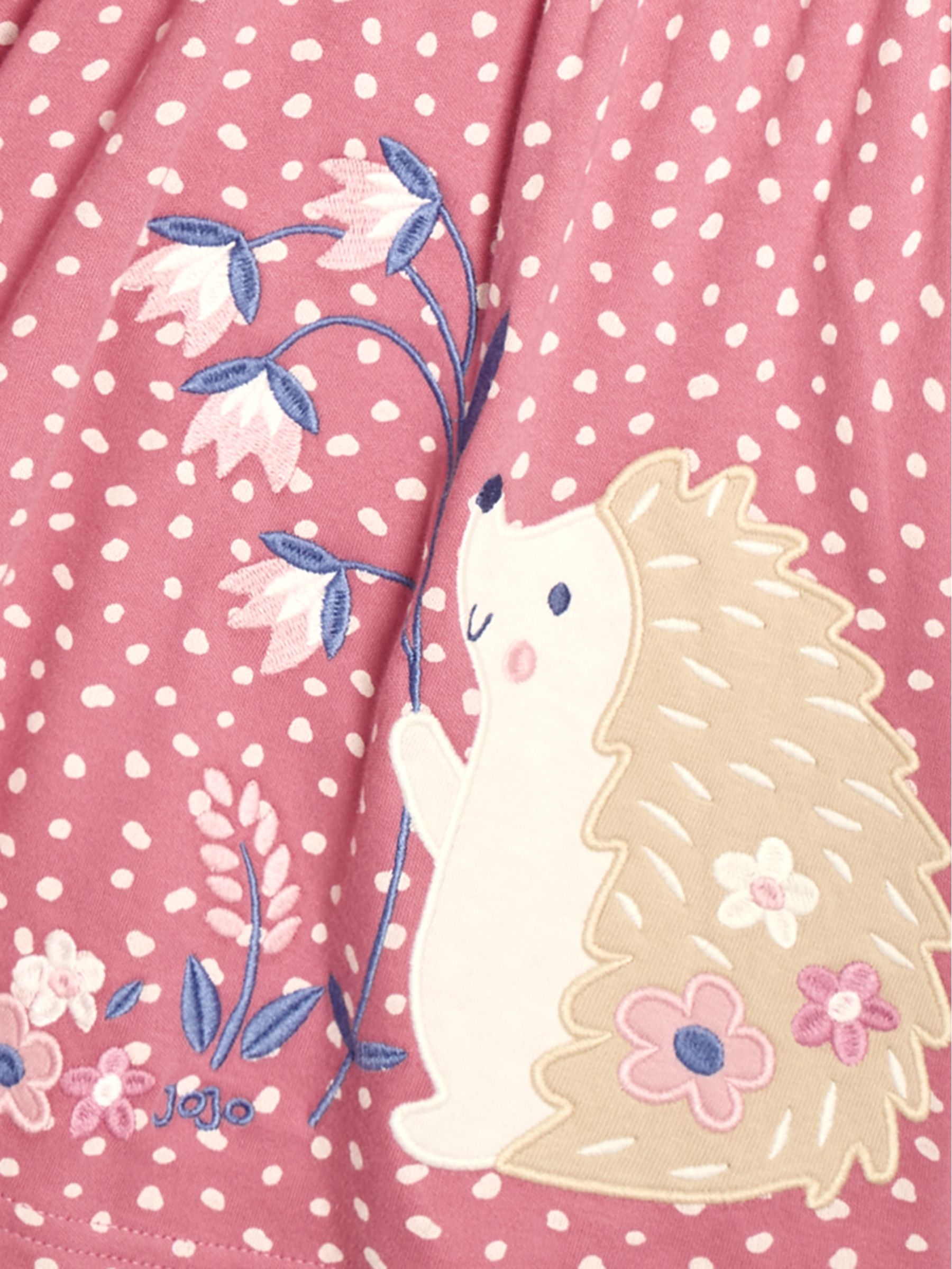 Rose Pink Hedgehog Appliqué Button Front Dress - Image 3 of 3