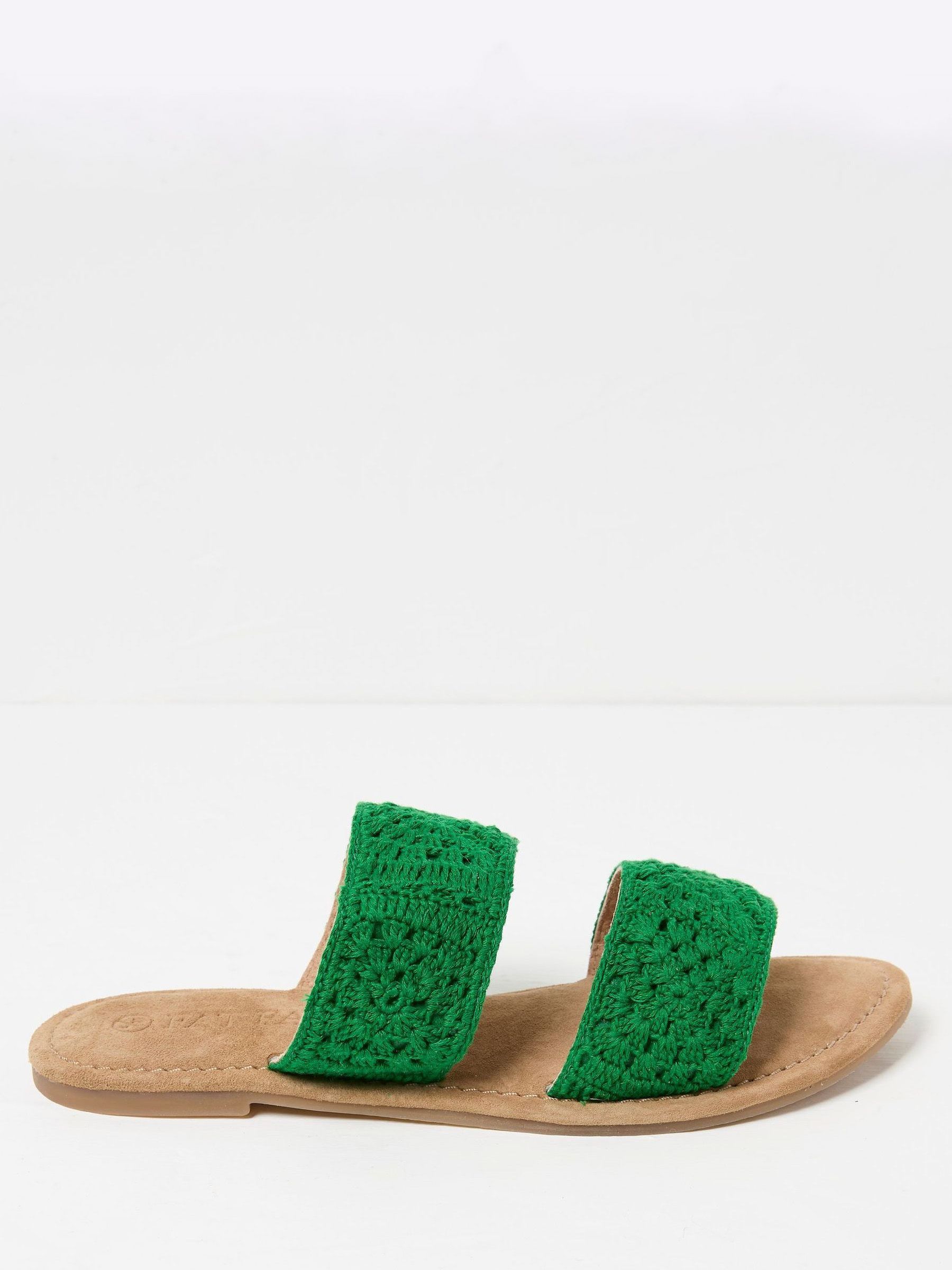 Penelope Green Crochet Sliders - Image 1 of 3