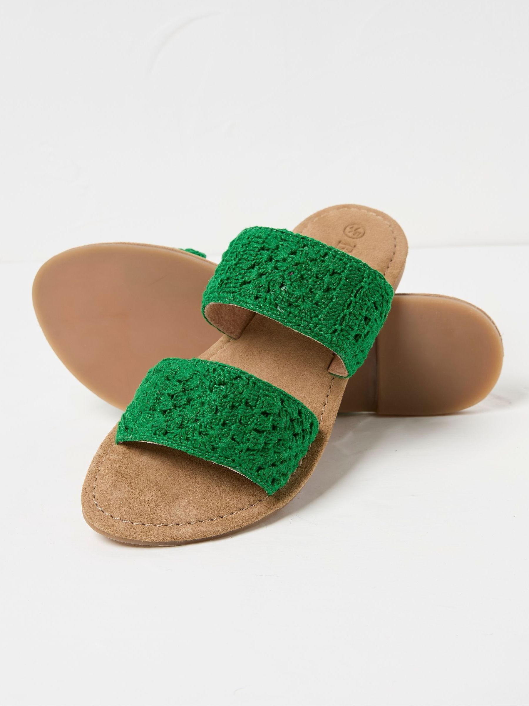 Penelope Green Crochet Sliders - Image 2 of 3