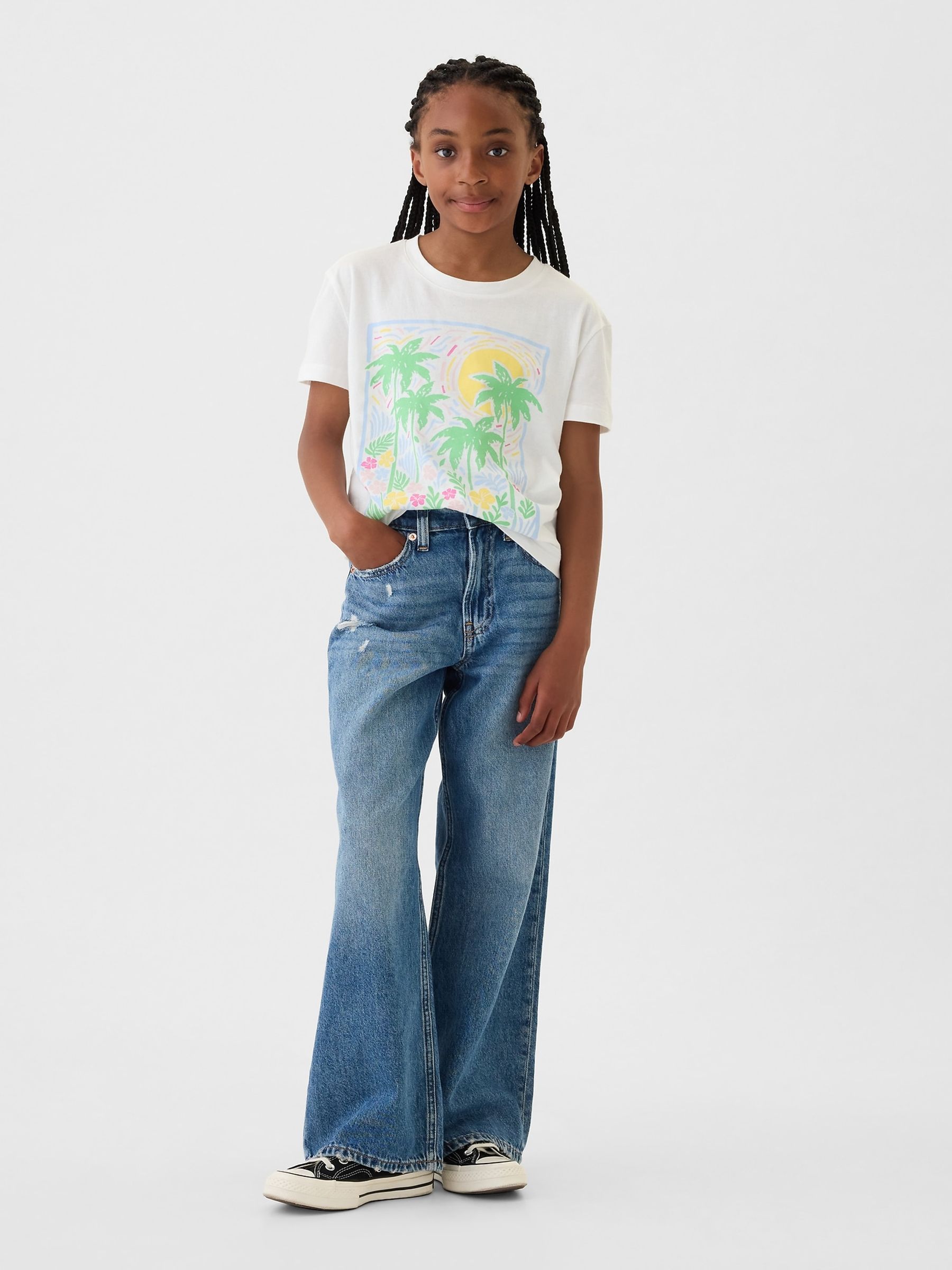 White Palm Tree Graphic Short Sleeve Crew Neck T-Shirt (4-13yrs) - Image 3 of 4