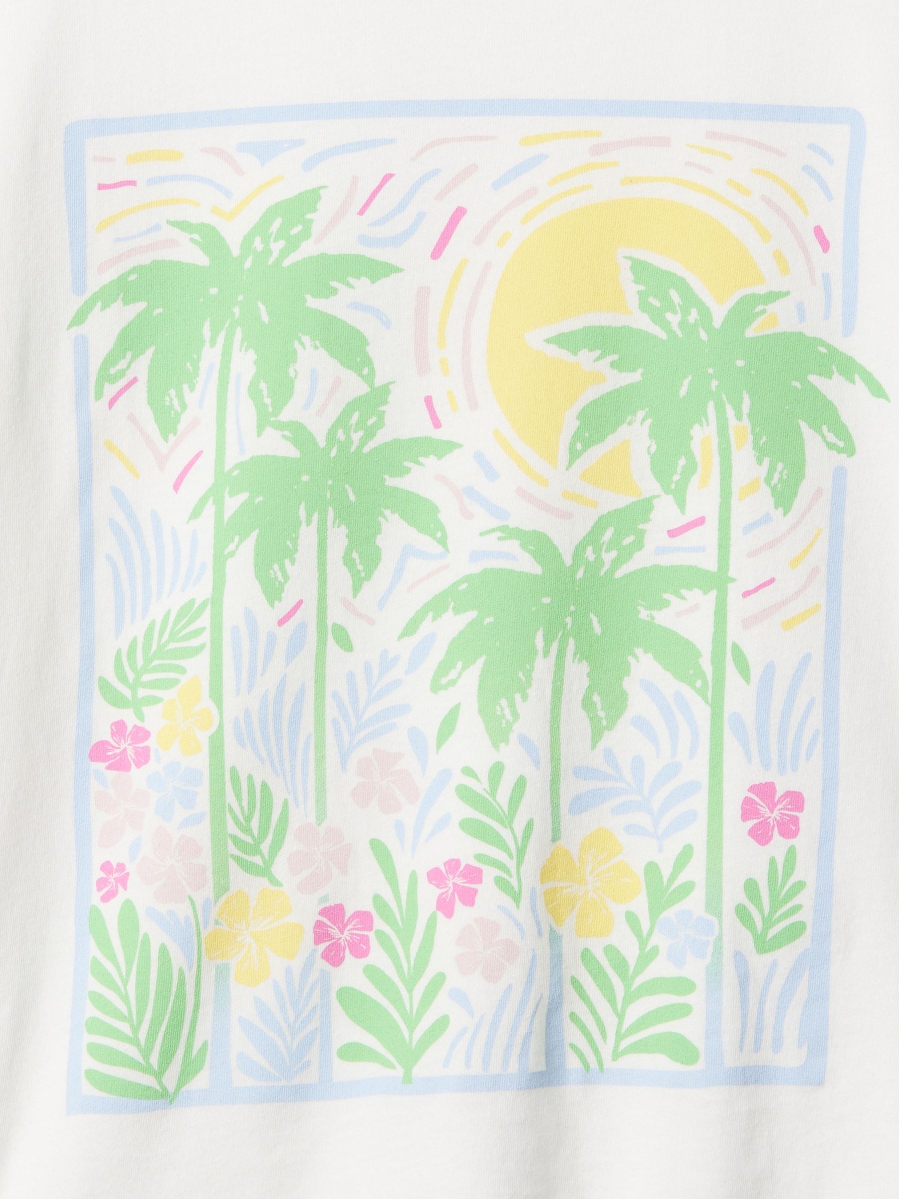 White Palm Tree Graphic Short Sleeve Crew Neck T-Shirt (4-13yrs) - Image 4 of 4