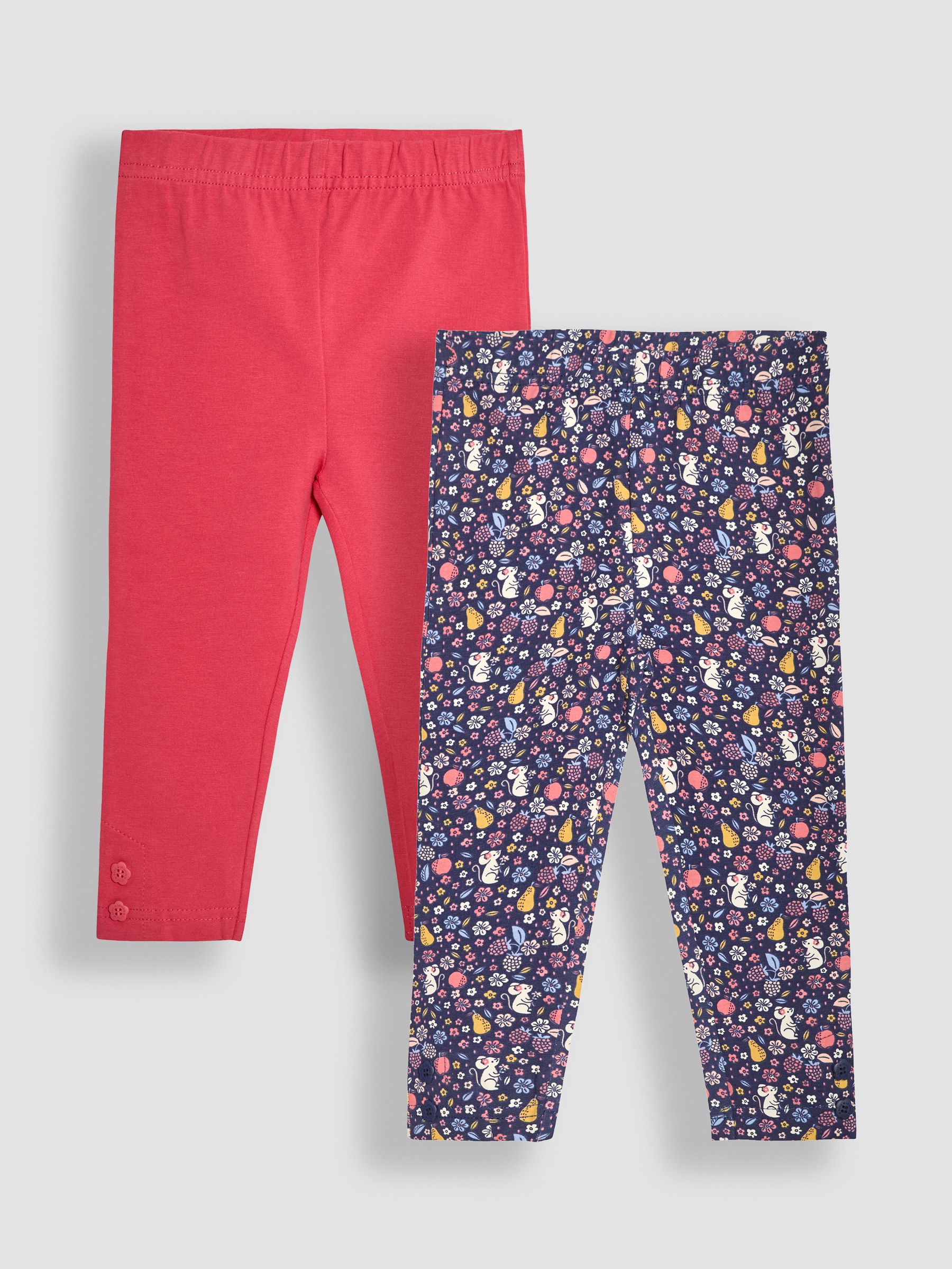 Raspberry Pink Mouse & Fruit Floral 2-Pack Autumn Ditsy Floral Leggings - Image 1 of 9