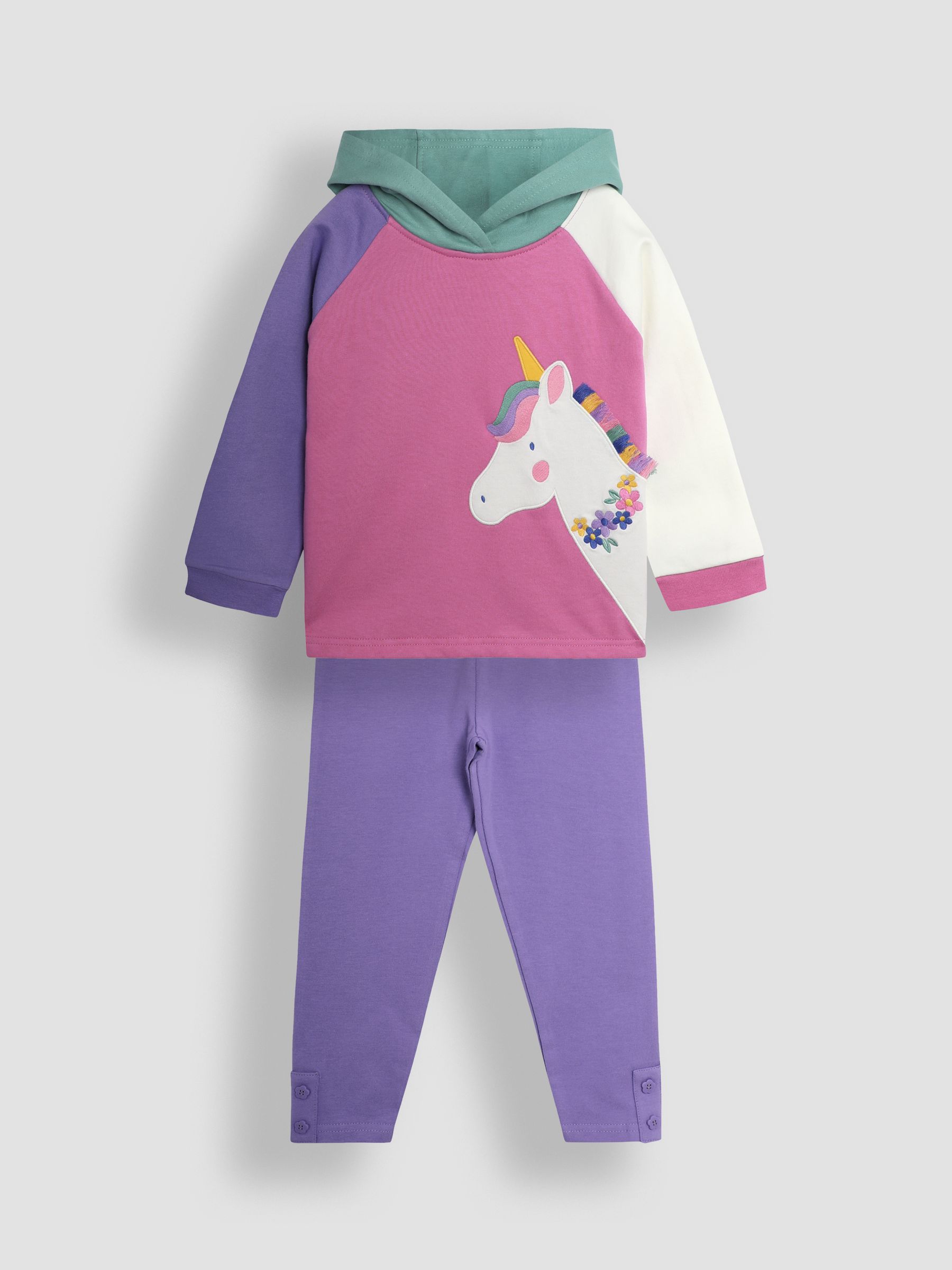 Pink Unicorn Applique Novelty Hoodie And Leggings Set - Image 3 of 9