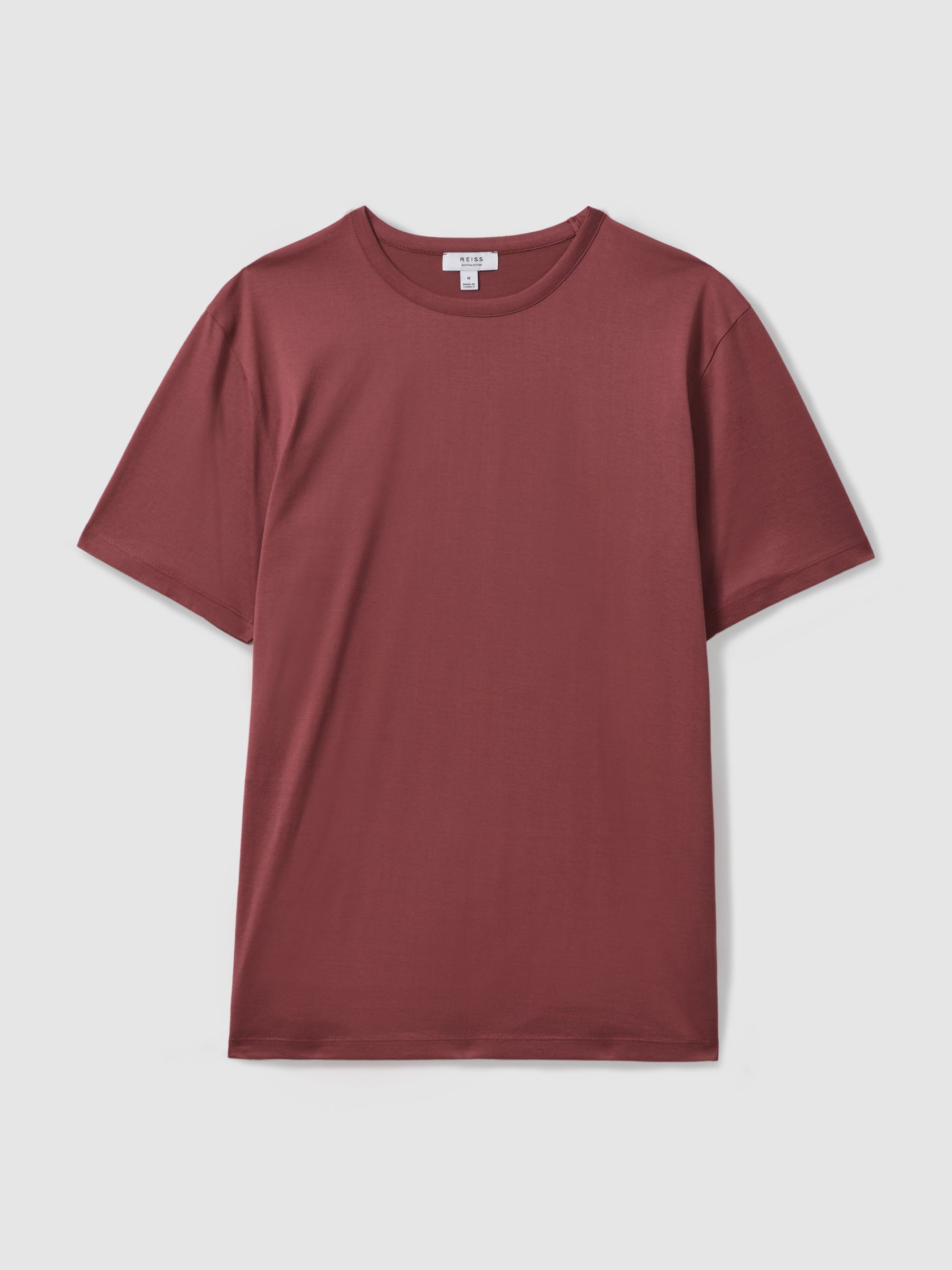 Mercerised Cotton Crew Neck T-Shirt in Old Rose - Image 2 of 6