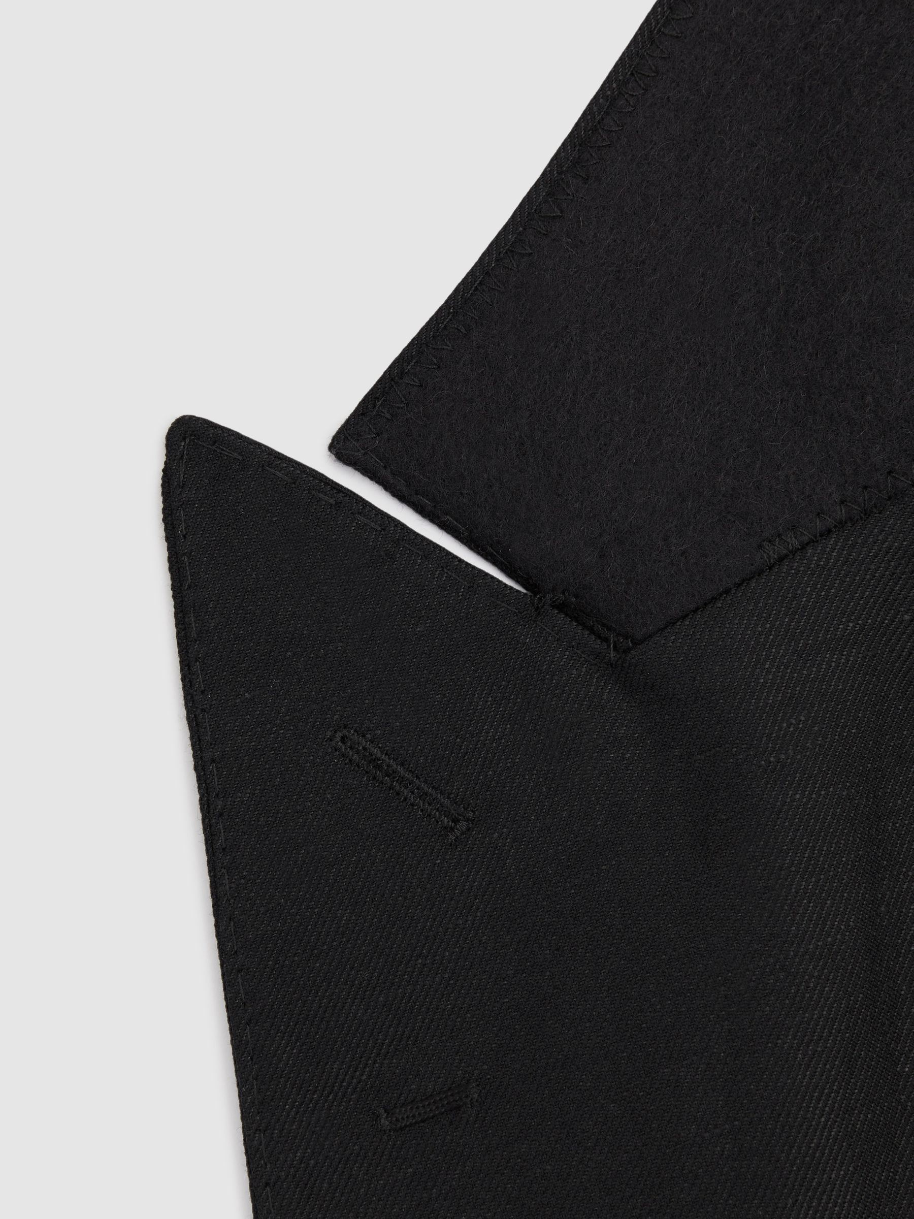 Oscar Jacobson Wool-Linen Double Breasted Blazer in Black - Image 6 of 7