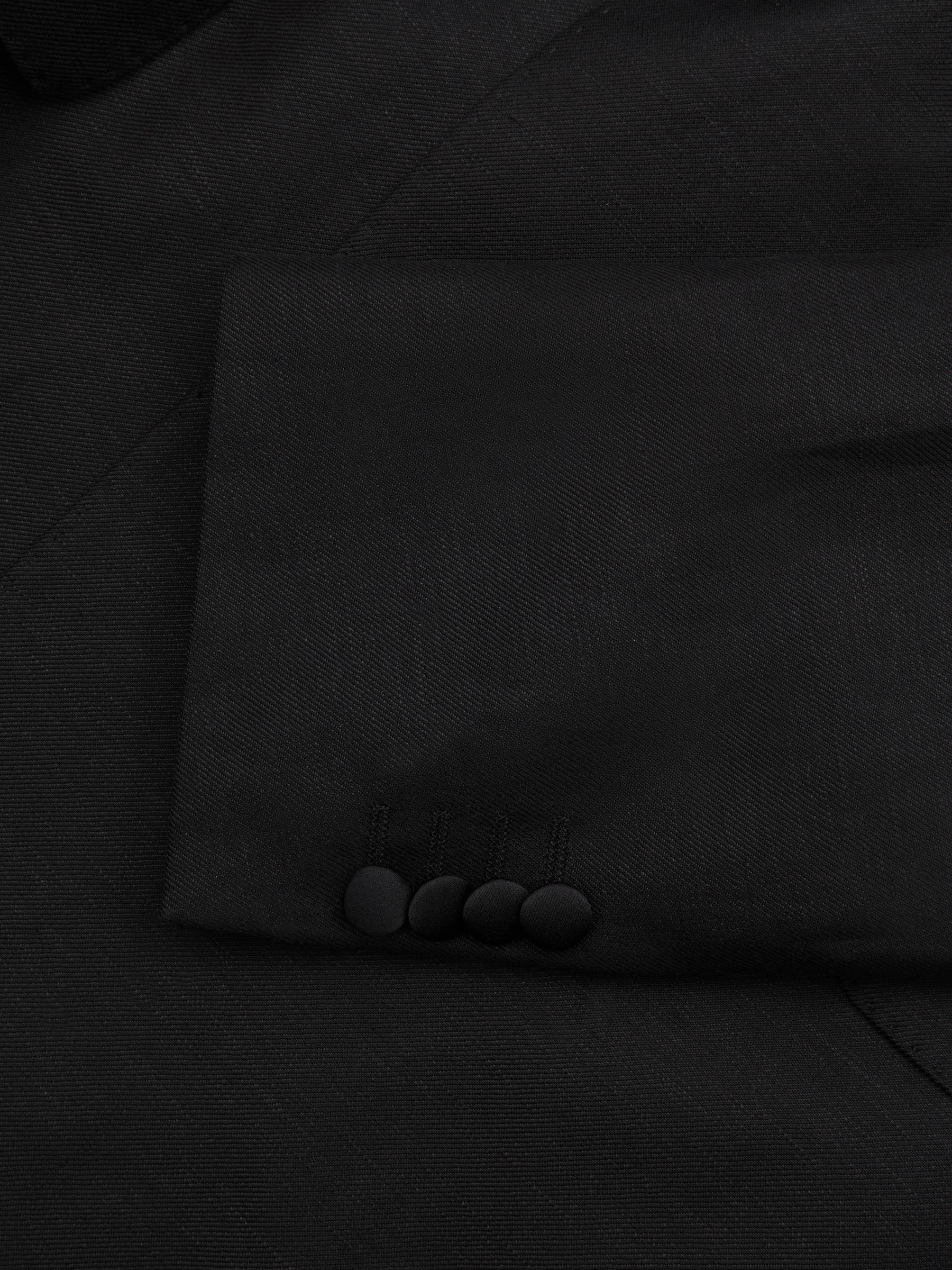 Oscar Jacobson Wool-Linen Double Breasted Blazer in Black - Image 7 of 7