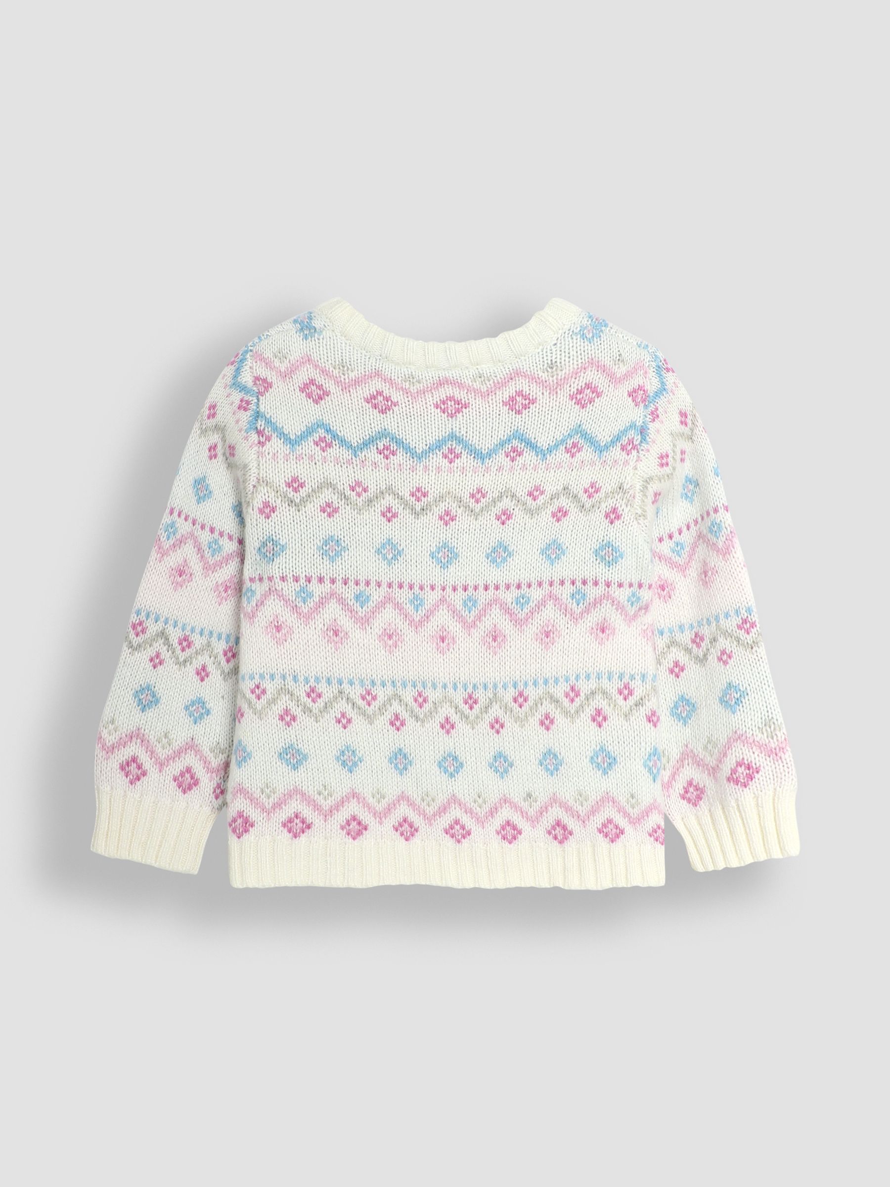 Cream 3 Piece Fair Isle Pattern Baby Knit Cardigan, Trousers & Hat Set - Image 3 of 6